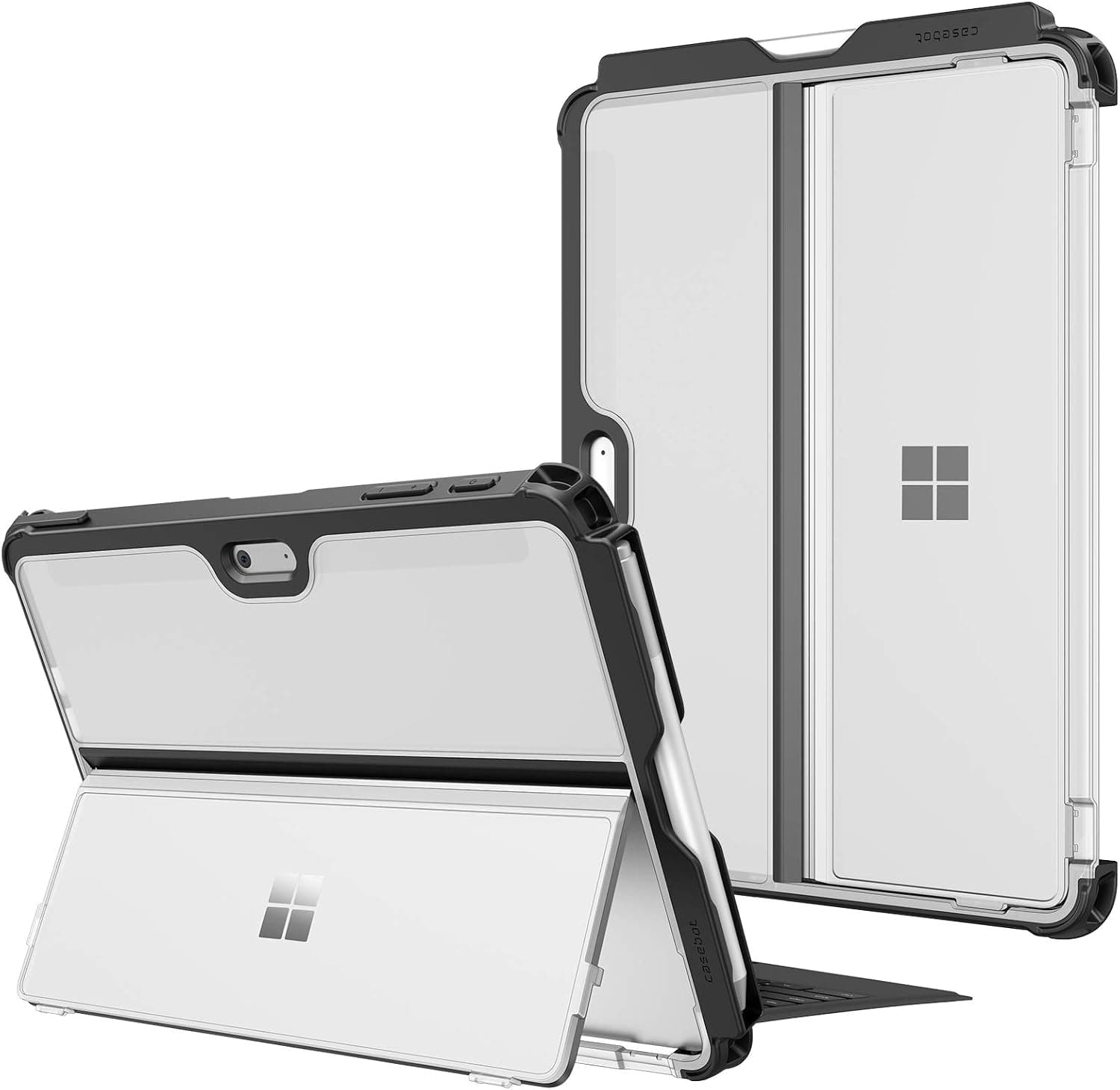 Fintie Hard Case for Microsoft Surface Go 3 2021 / Surface Go 2 2020 / Surface Go 2018, Shockproof Folio Protective Rugged Cover Compatible with Type Cover Keyboard + Original Kickstand, Frost Clear