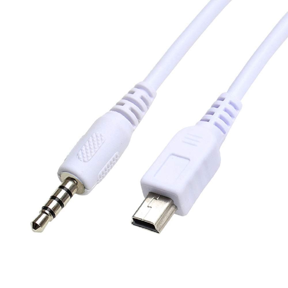 Tekit (2 Pack) 3.5mm Stereo Plug to Mini USB Male M/M Adapter Converter Audio Cable White (50cm/1.6ft),Mini USB to Stereo 3.5mm Music Audio Play Cable for Bluetooth Portable Player (Mini USB)