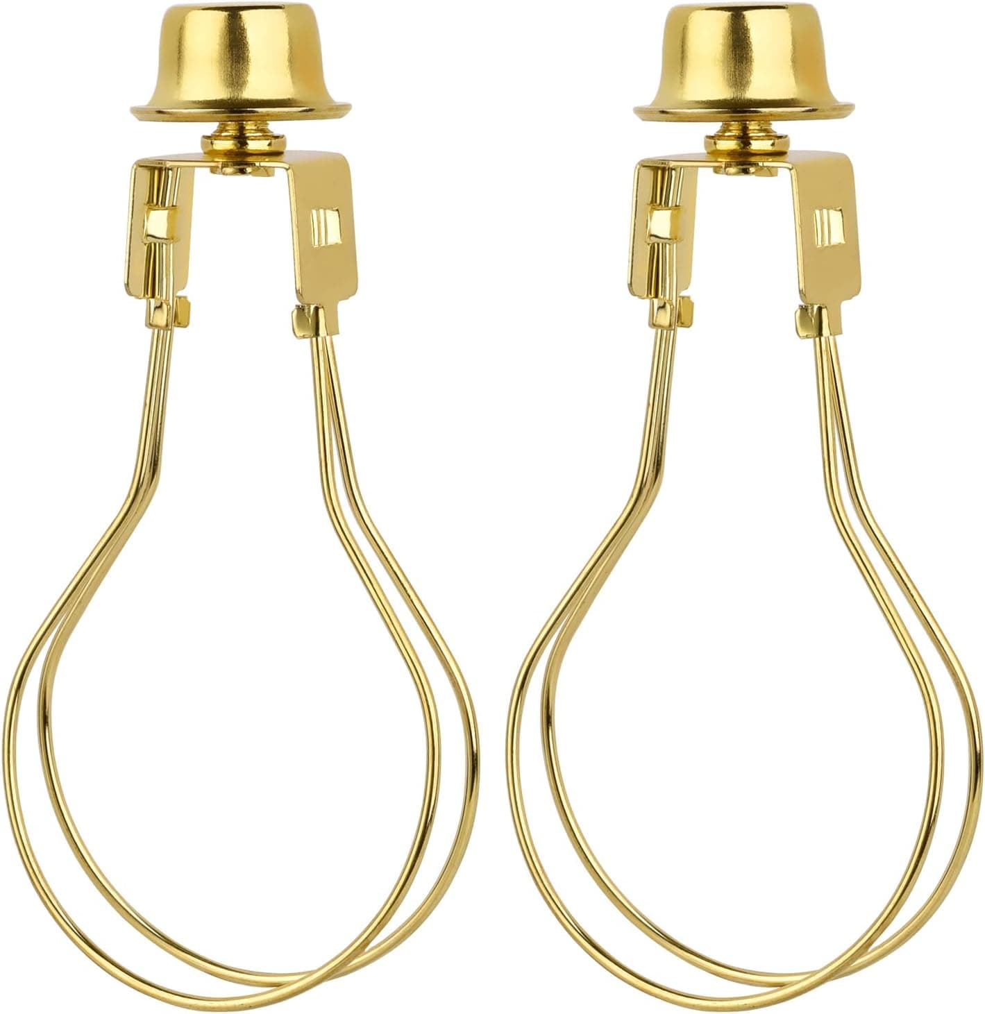 2 PACK Lamp Shade Light Bulb Clip Adapter, WEAVERBIRD Lamp Shade Harp Holder Adapter Kit Attaching Finial Top and Lampshade Levellers Spring Clip for Light Bulb,DIY Lighting Projects, Gold