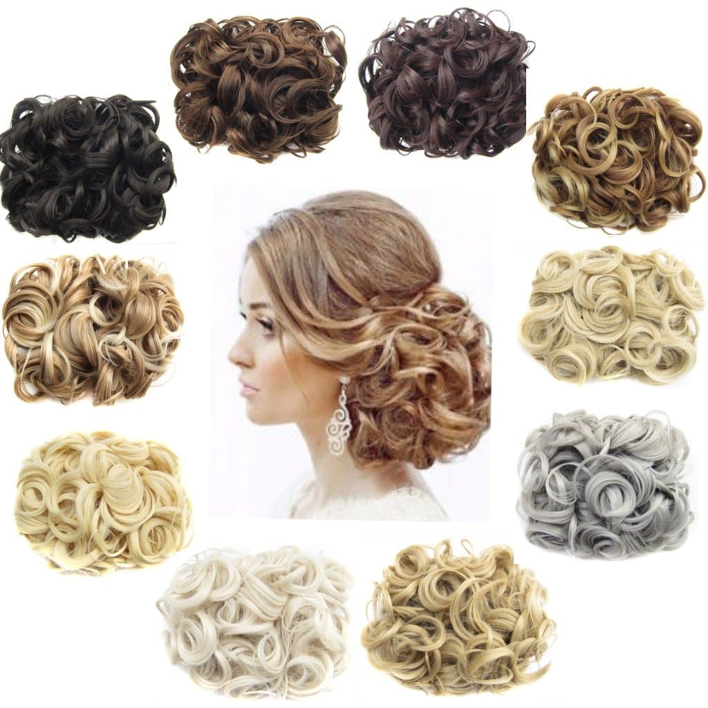 Ani·Lnc 14Colors Short Women's Synthetic Hair Big Bun Chignon Two Plastic Comb Clips in Hair Extension Hairpiece