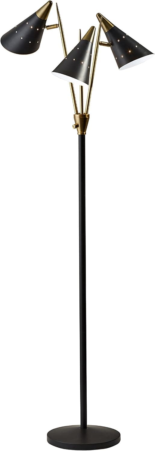 Adesso 3249-01 Floor-Lamps, Black/Antique Brass