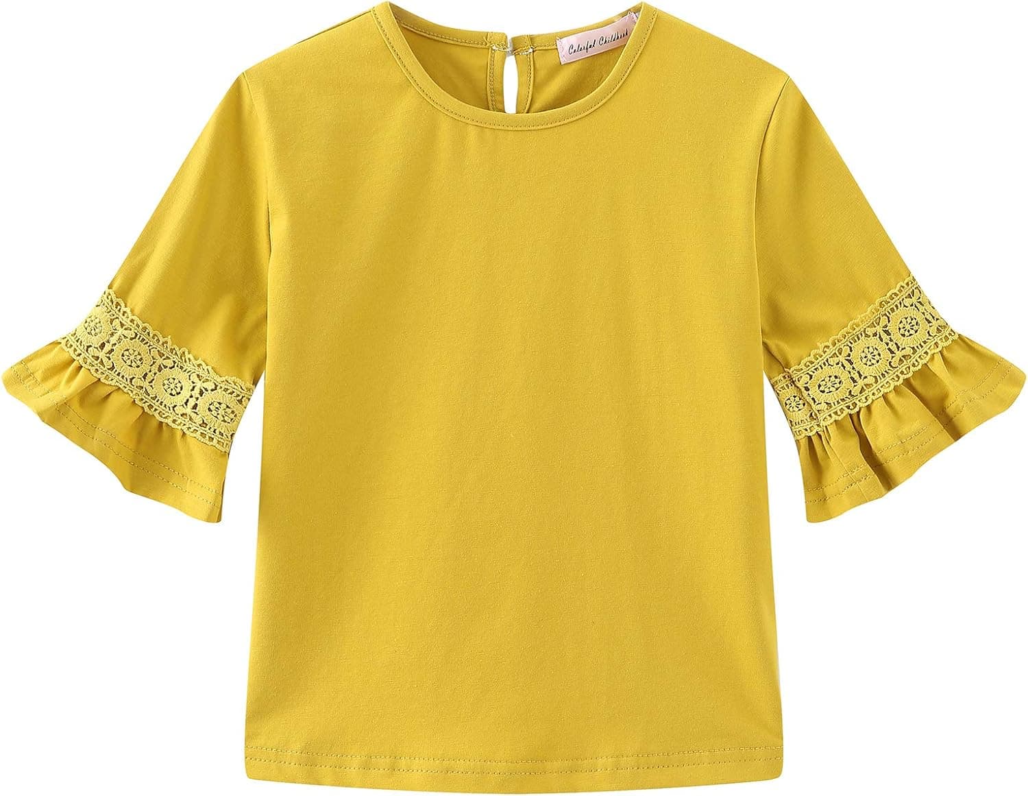 Colorful Childhood Little Girls Ruffle Bat T Shirt Autumn Princess Girl Blouses Spring Tops