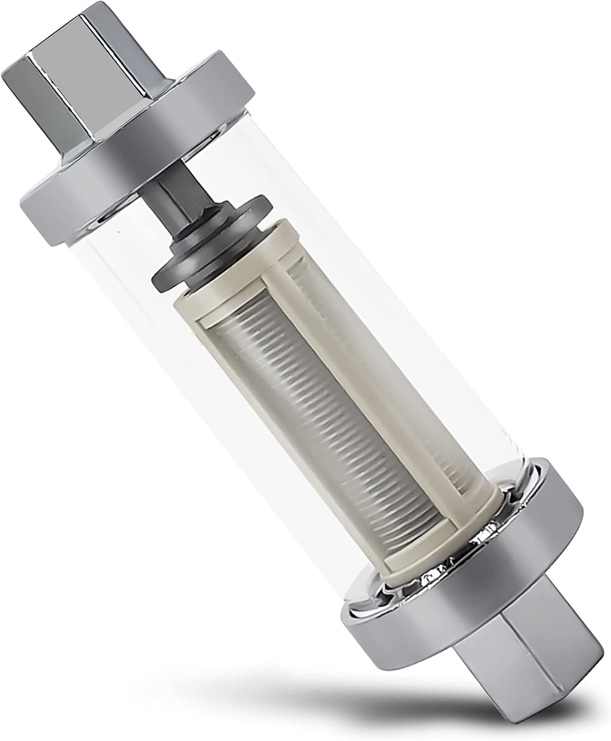 Five Oceans See-Thru In-Line Universal Fuel Filter, Hardware included for 1/4 inches, 5/16 inches and 3/8 inches Fuel Lines, For Outboard Engines, Easy Cleaning, FO-2637