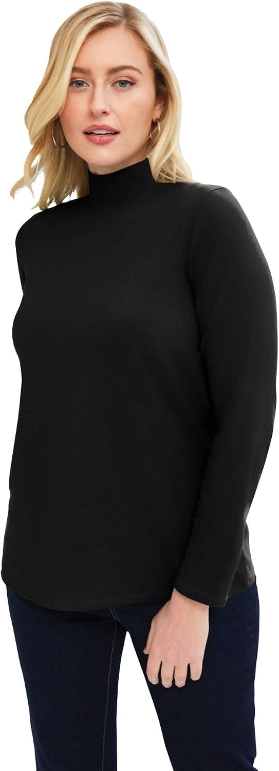 Jessica London Women's Plus Size Turtleneck Tee Mock Turtleneck T-Shirt