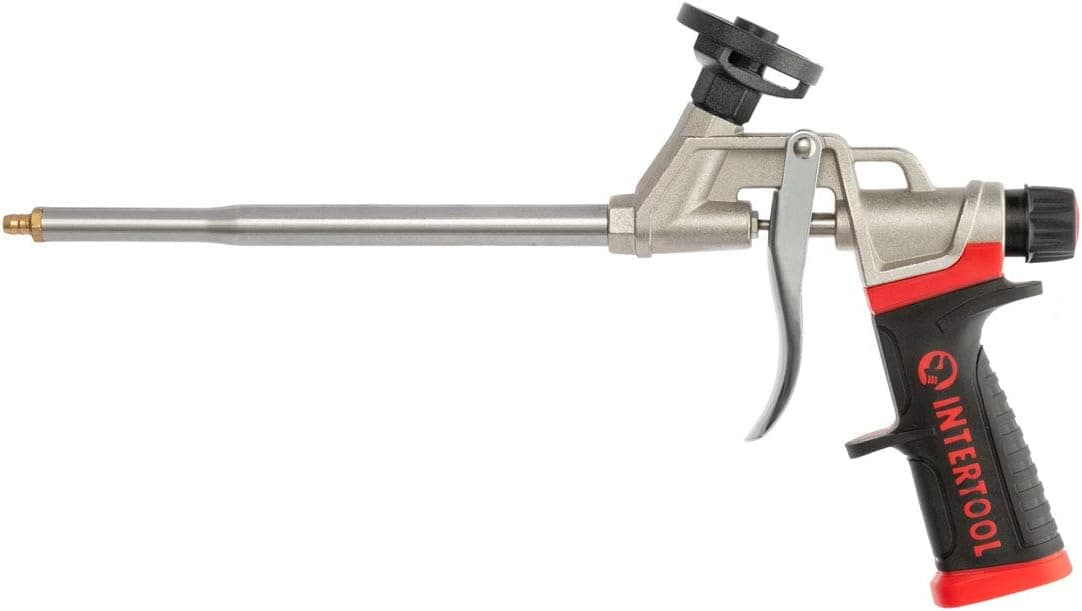 INTERTOOL Spray Foam Gun, Professional Insulation, Expanding Sealant Applicator, PTFE Non-stick Coated Basket, Advanced Handle, Easy-turn Flow Control Knob PT-0609