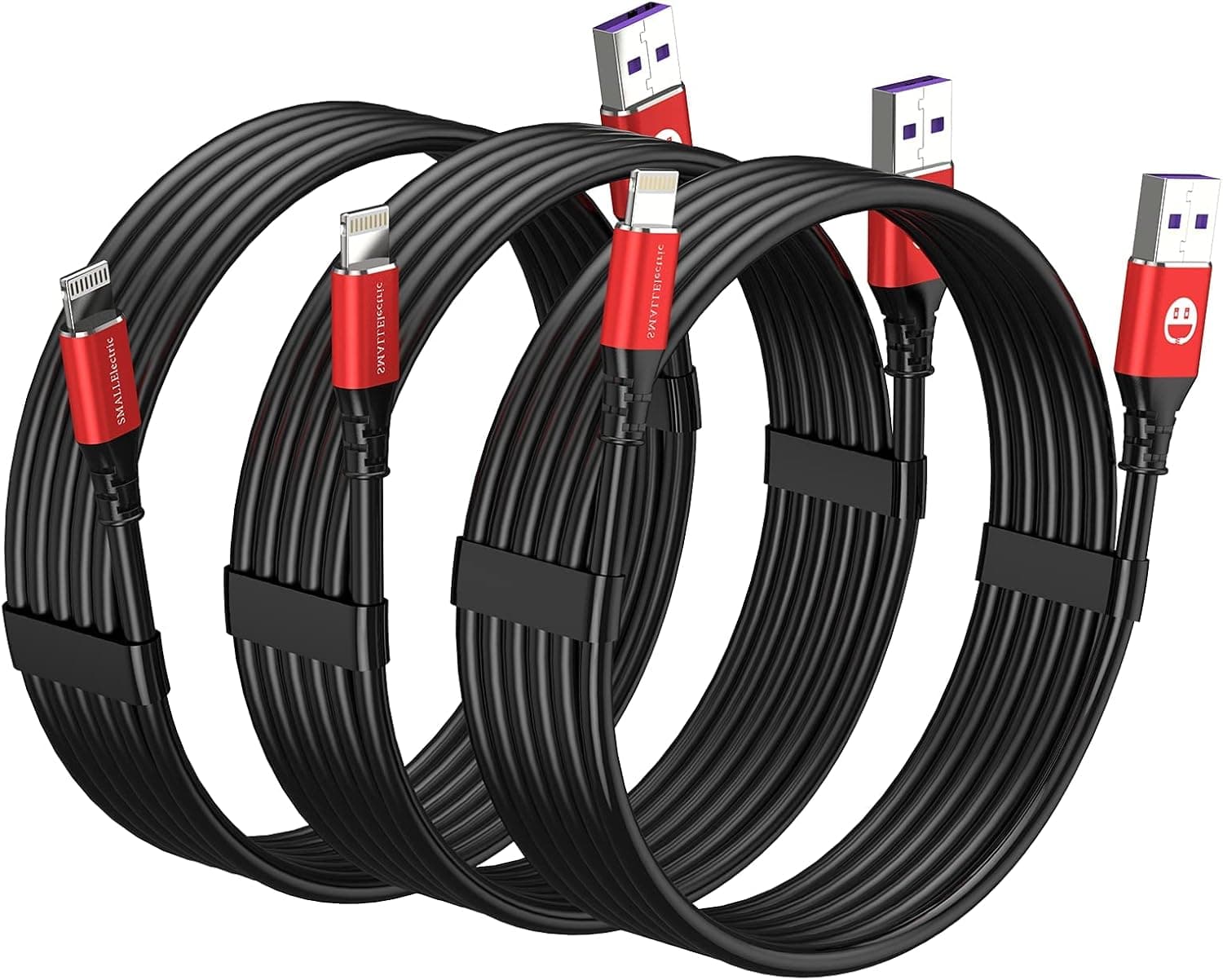 SMALLElectric iPhone Charger 3-Pack,3ft Lightning Cable, MFi-Certified iPhone Charger Cable 3 Foot Charging Cord for iPhone 12 11 Pro X XS Max XR/8 Plus/7 Plus/6/6s Plus/5s /5c/iPad Mini Air(red)