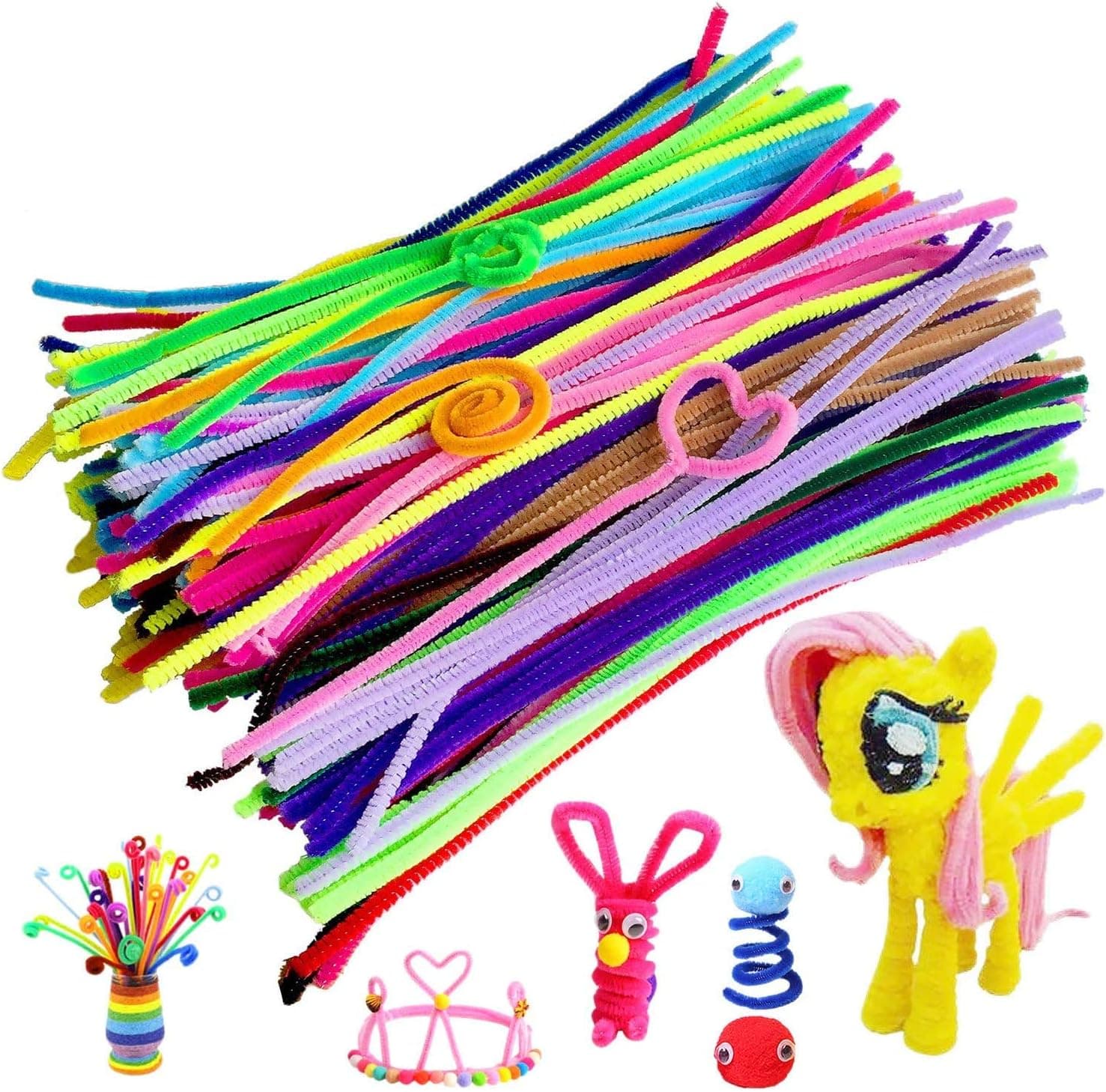 100 Pieces Chenille Stems Pipe Cleaners for DIY Crafts Decorations Creative School Projects 10 Assorted Colors for DIY Art Supplies