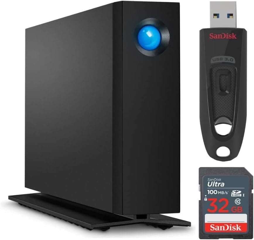 LaCie d2 Professional 8TB External Hard Drive Portable Desktop HDD USB-C USB 3.0, 7200 RPM Enterprise Class Drives, for Mac and PC Desktop, (STHA8000800) Bundle with 32GB Storage (3 Items)