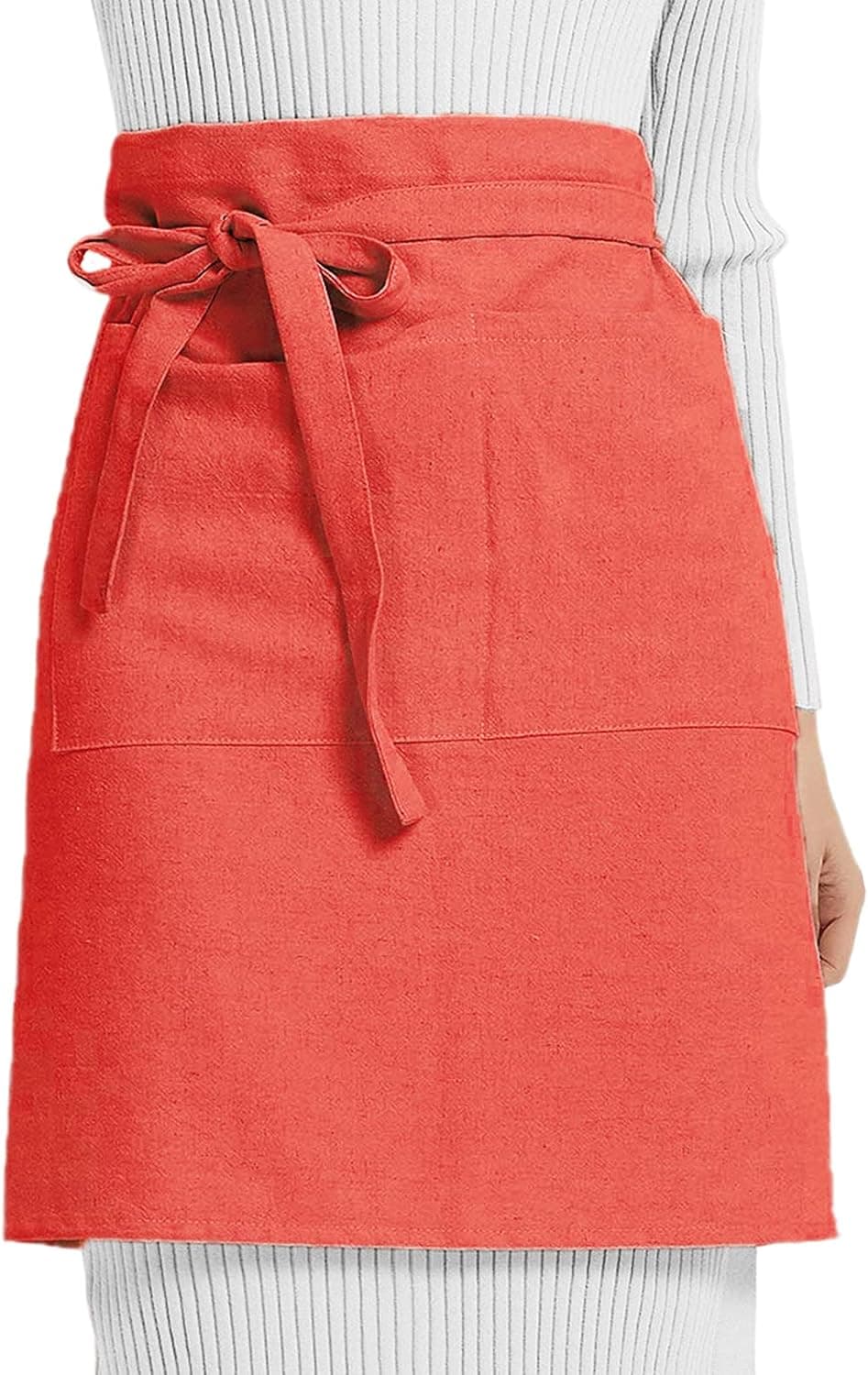 Cityelf Cotton Linen Bistro Half Apron with 2 Large Pockets Craft Waist Apron for Cooking Baking Gardening Art Painting…