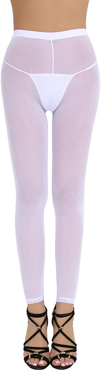 ranrann Women's See Through Stretchy Tights Long Leggings Footless Stockings Seamless Ice Silky Pantyhose