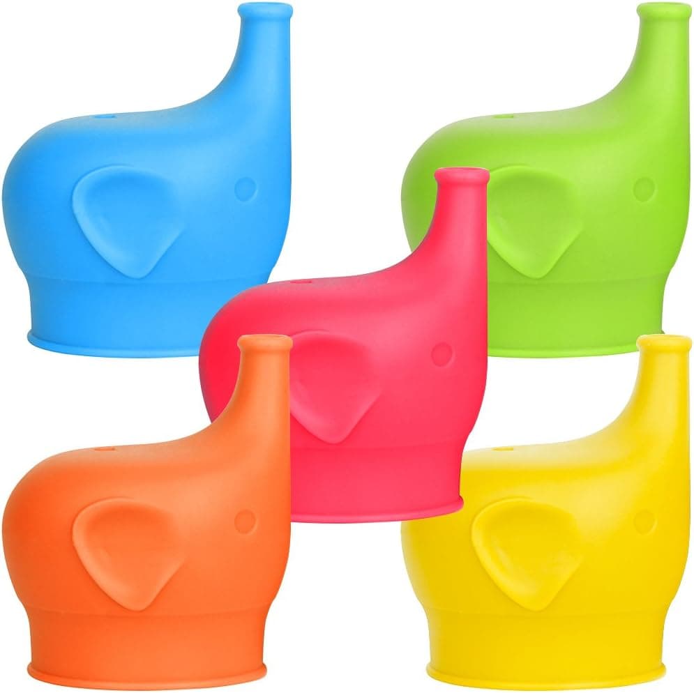 Silicone Sippy Lids 5 Pack, maxin Silicone Spout Makes Cup into Spill – Proof Sippy Cup for Babies and Toddlers, FDA Approved,