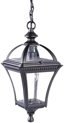 Globe Colonial One-Light Outdoor Pendant, Black with Clear Beveled Globe #4267801