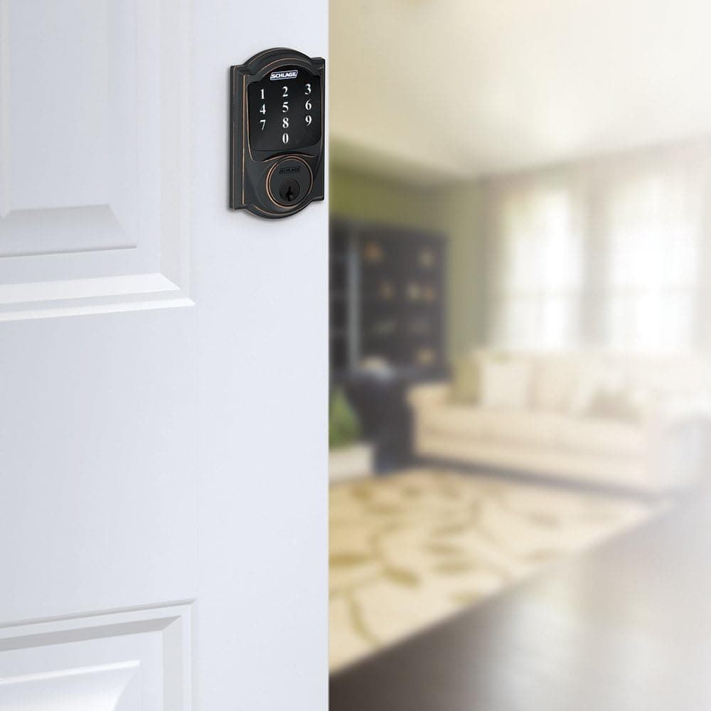 Schlage Connect Camelot Touchscreen Deadbolt Z-Wave Technology Extra Key BE468-2