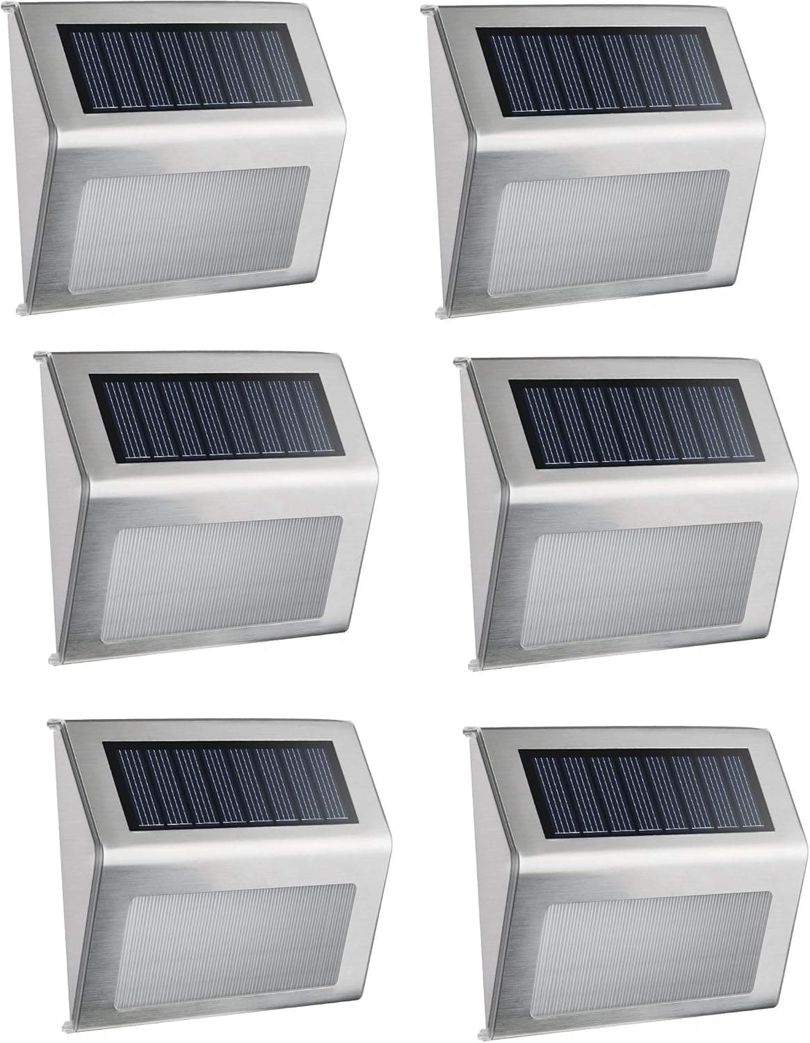 ELELINK Solar Stairs Step Lights, (6 Pack) Waterproof Stainless Steel LED Solar Powered Outdoor Lighting for Step Fence Post Deck Garden Pathway Patio Wall