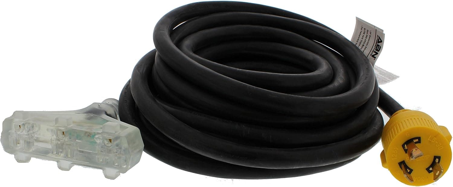 ABN 30 Amp Generator Cord, 125V - 25ft Generator Power Cord Convert L5-30P 3 Prong Plug to 3 Outlets 5-15R