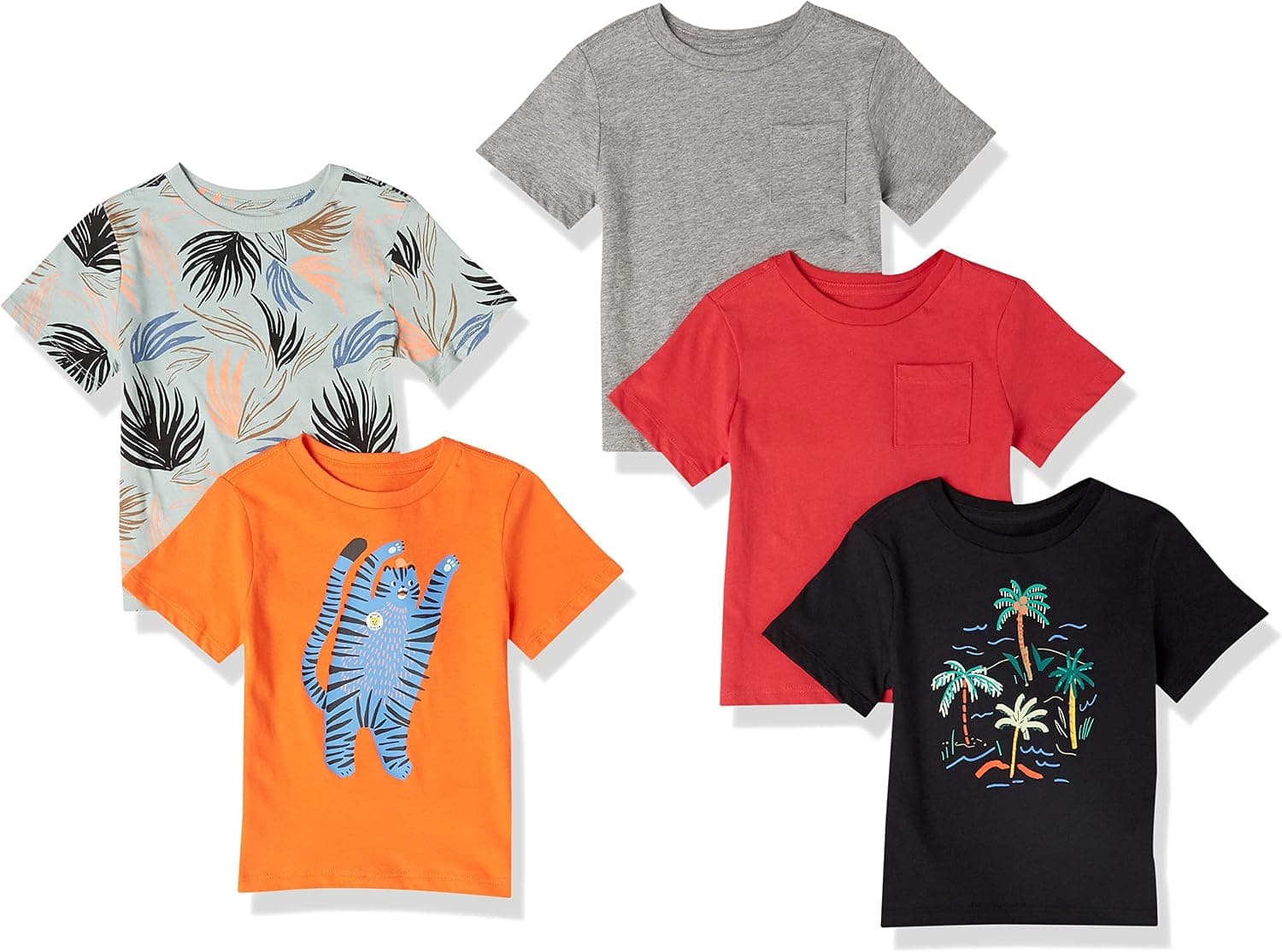 Amazon Essentials Boys and Toddlers' Short-Sleeve T-Shirts, Multipacks