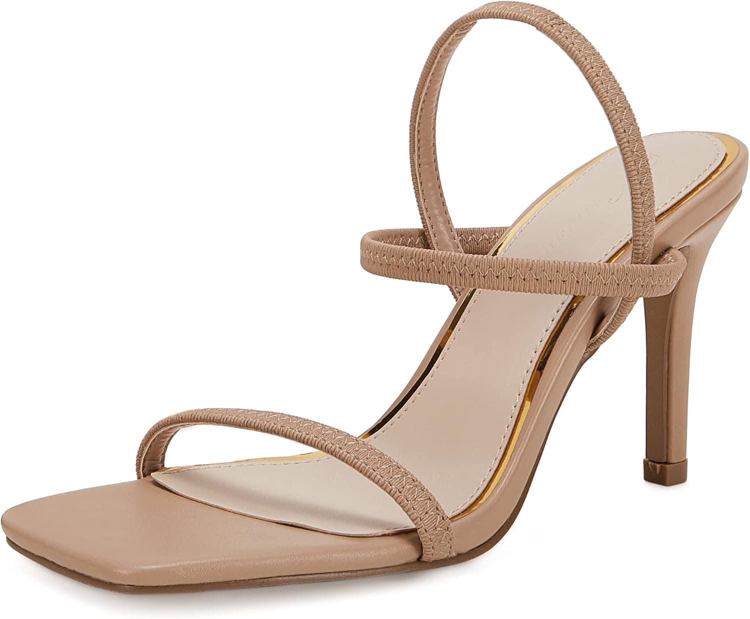 Ermonn Women's Square Toe Heeled Sandals Slip On Crisscross Strap Slingback Stiletto Heels Mules