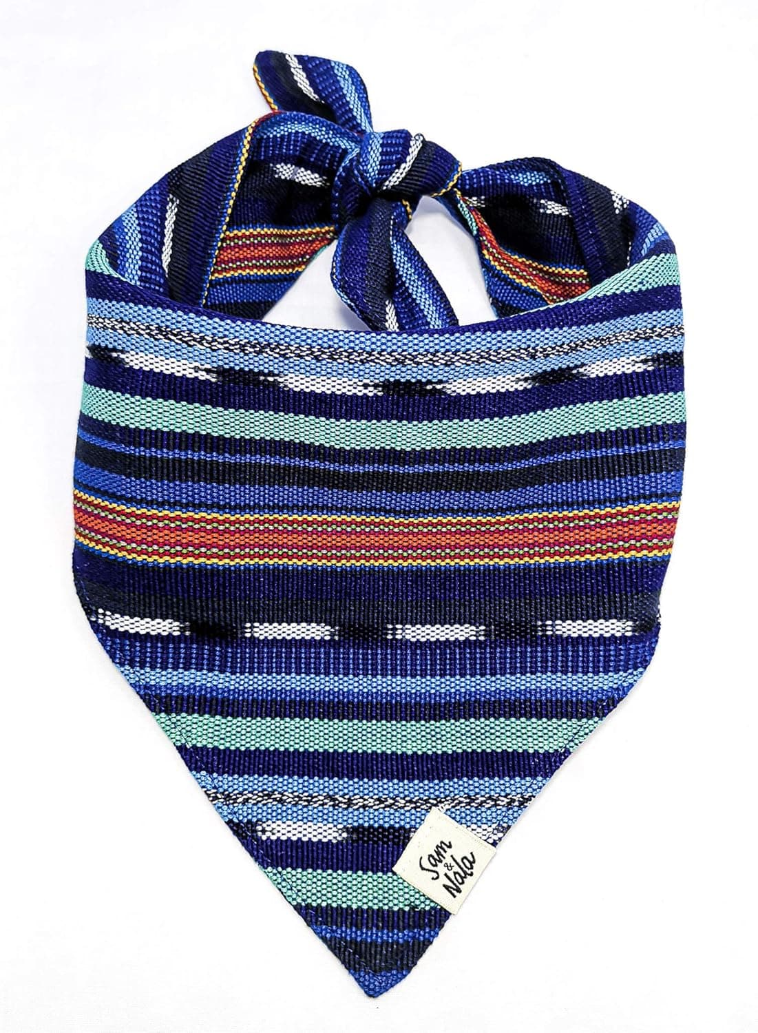Dog Bandana by Sam & Nala, Handmade in Guatemala for Large, Medium and Small Dogs, Express Your Pup’s Personality, Double-Layered, Custom-Cut, Washing Machine Safe (Midnight Train, L)