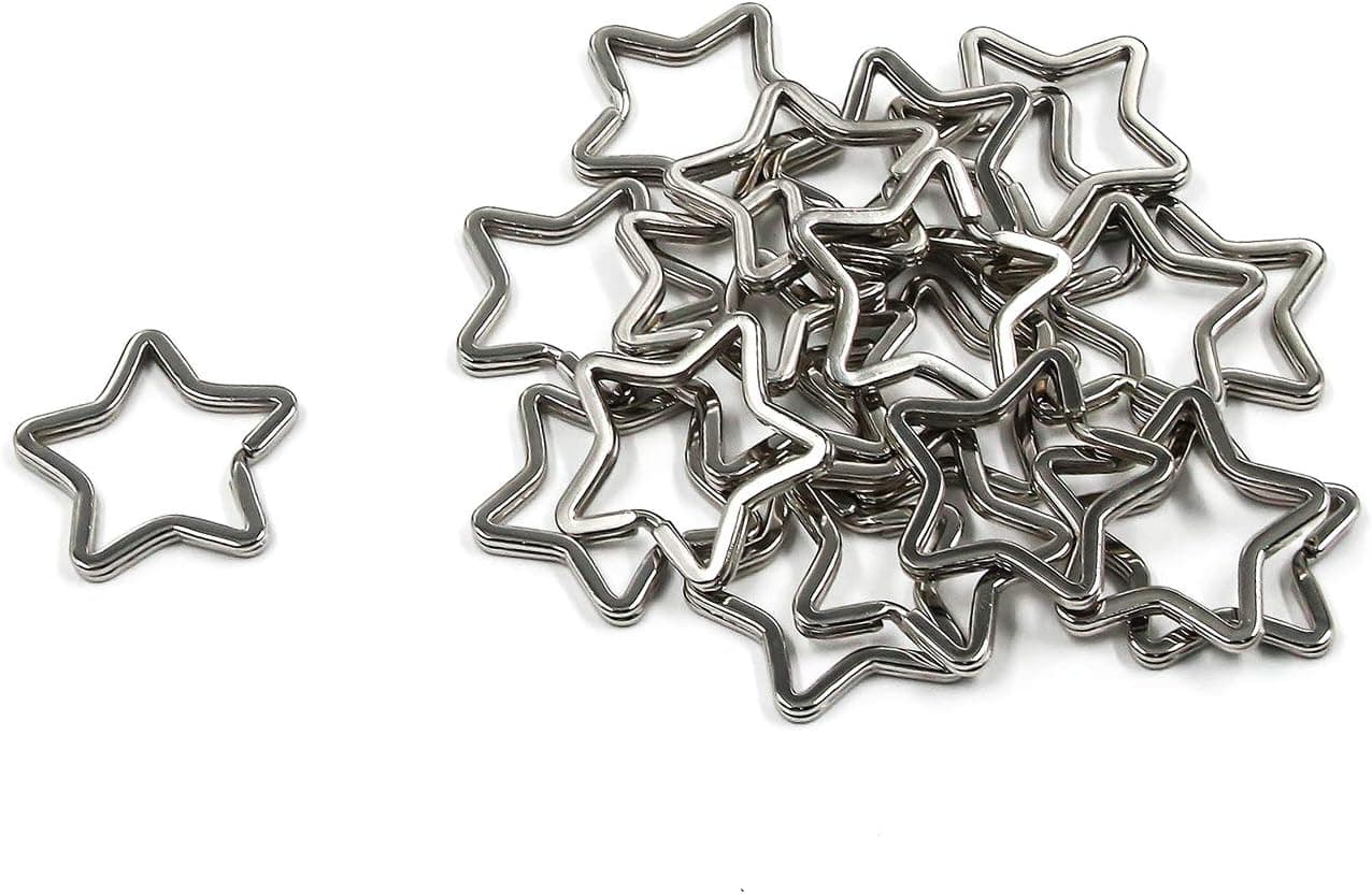 T Tulead Metal Key Rings Star Shaped Key Chain Clasp Silver Key Holder Jump Rings Pack of 20