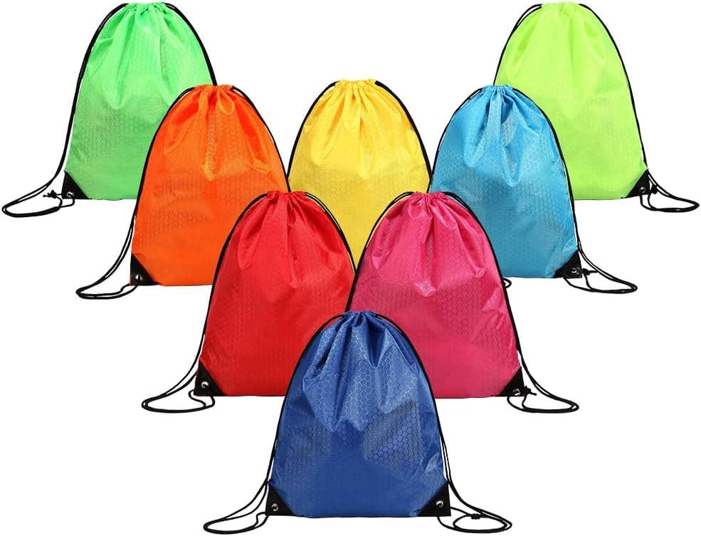 JUNFA Cinch Bags Drawstring Backpack Not See-through Pull String Bag-Football Pattern (Mix-8, 8pcs)