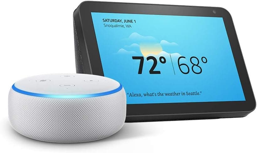 Echo Show 8 (Charcoal) with Echo Dot (Sandstone)