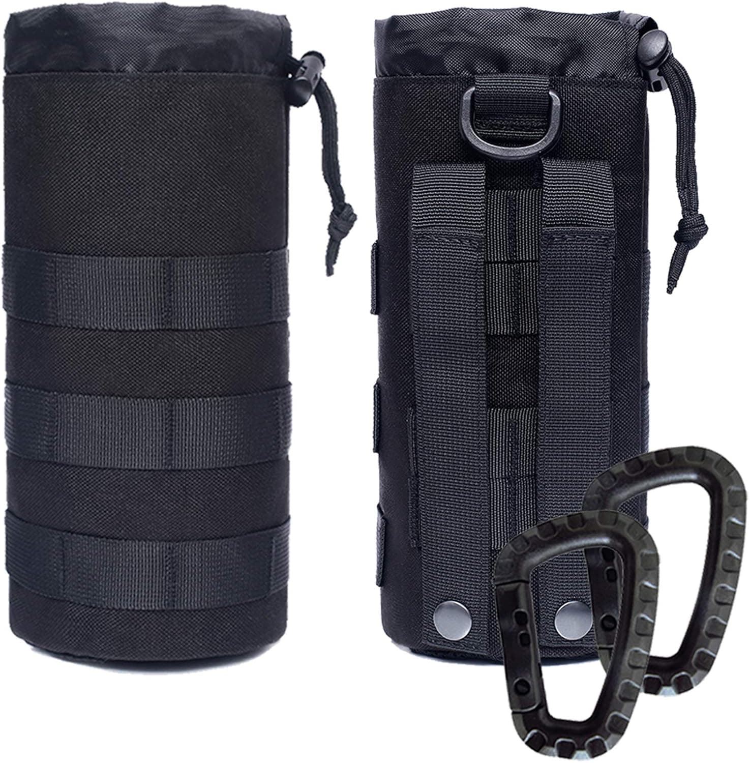 Novemkada Water Bottles Pouches - 1000D Tactical Molle Drawstring 32OZ Hydration Carrier Bag