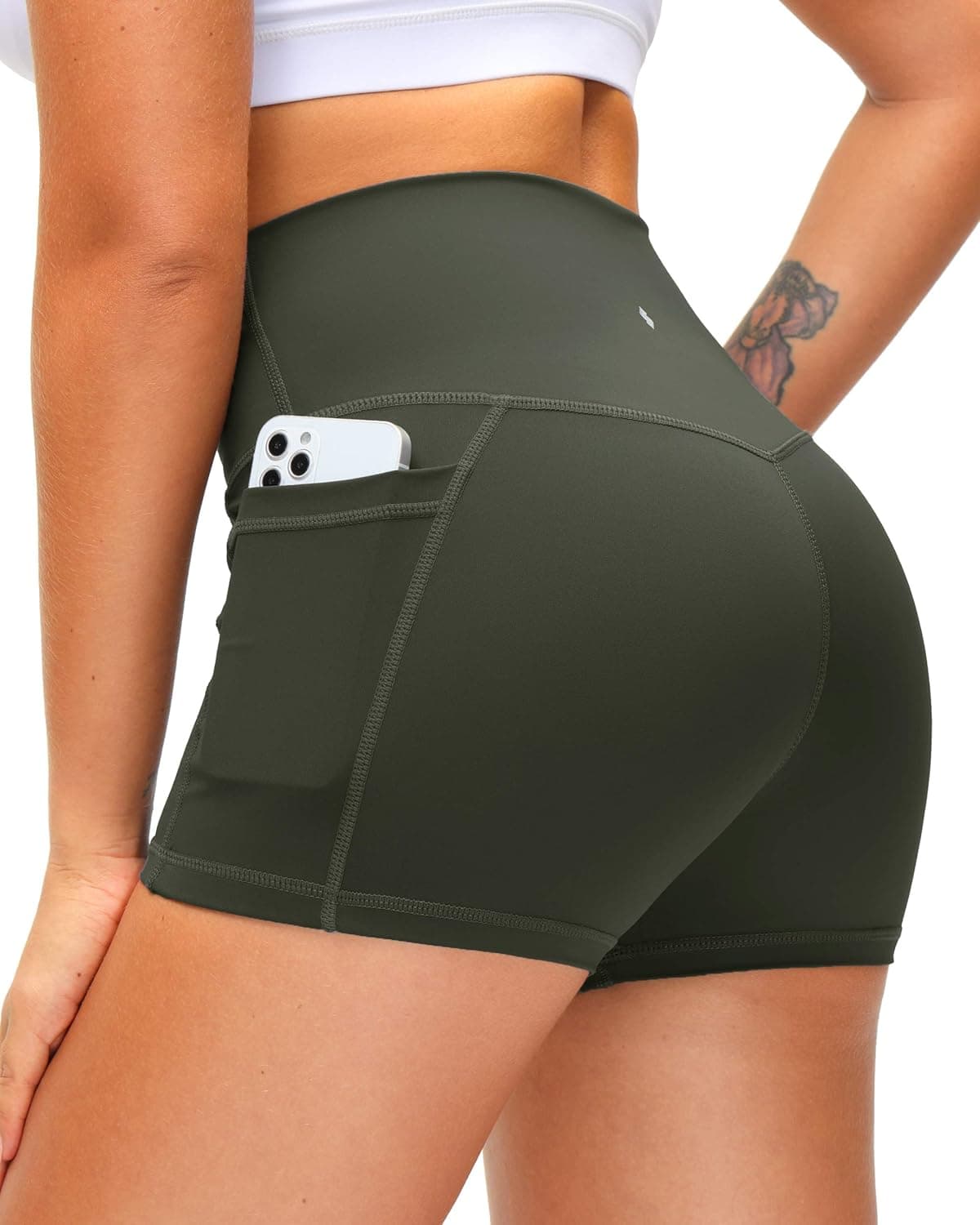 Women's High Waist Yoga Shorts with Side Pockets Tummy Control Running Gym Workout Biker Shorts for Women 8" /3"