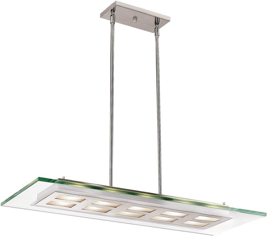 Aquarius - Ten Light 30"w Pendant - Brushed Steel Finish - Clear Glass Shade