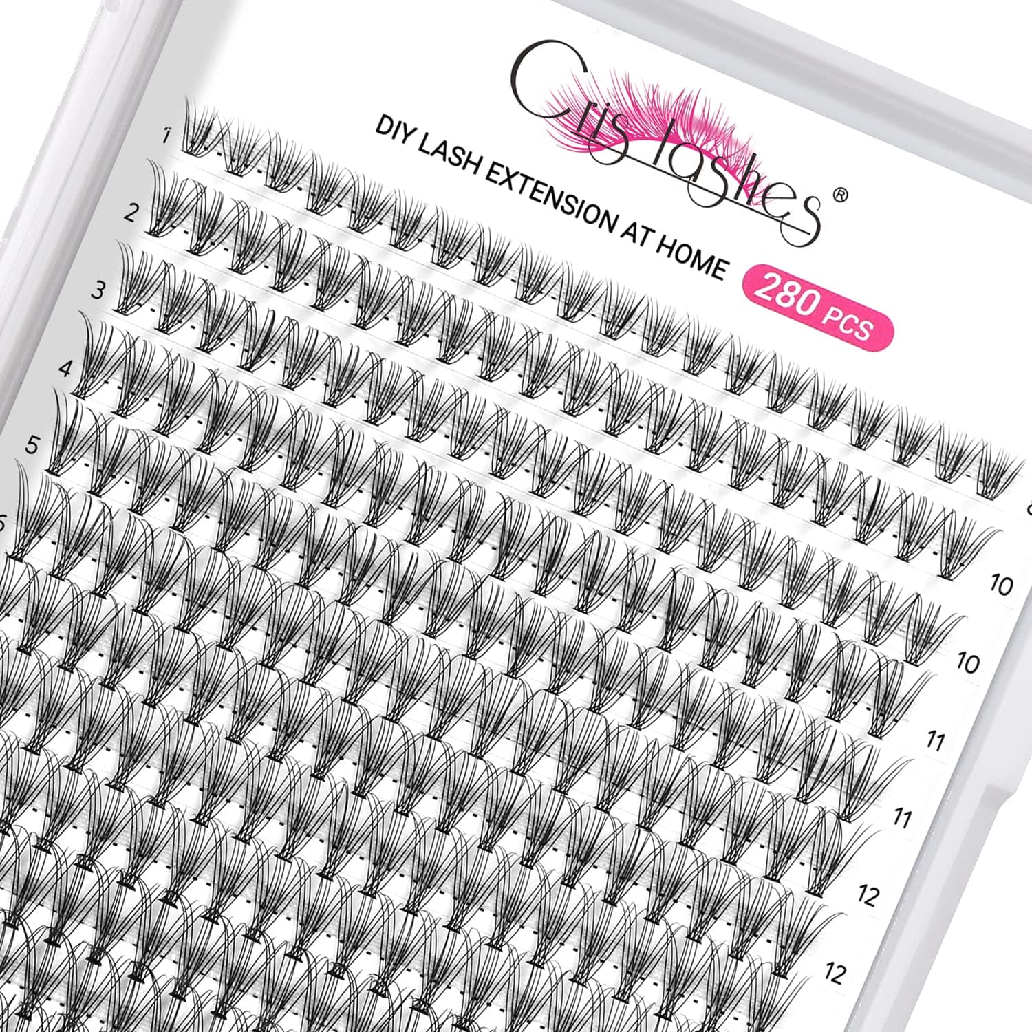280 PCS Individual Lashes Cluster DIY Lash Clusters 10D 0.10 C Curl 8-16mm Cluster Lashes DIY Individual Eyelashes Lashes Wisps Reusable Soft Mini Cluster Eyelash Extensions at Home (10D 0.10 C 8-16)
