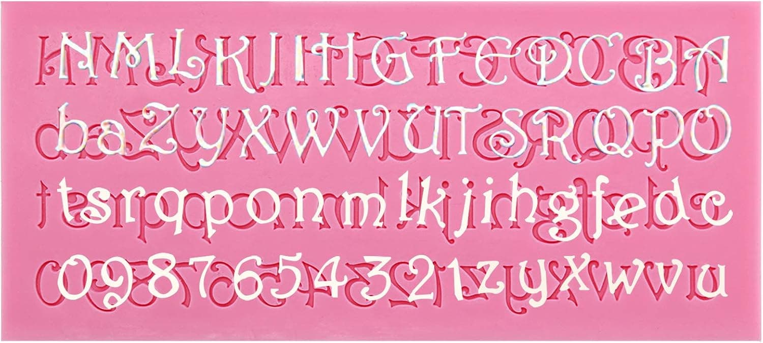 Funshowcase Lace Sugar Art Alphabet and Numbers Candy Fondant Chocolate Mold for Cake Decoration, Cupcake Decorate, Polymer Clay, Crafting