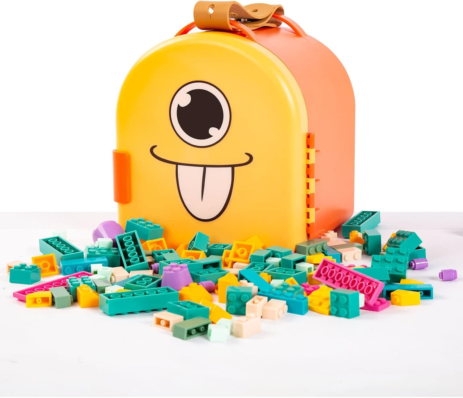 Building Toys Case Set Include 600 Building Brick Cartoon DIY Stickers Toy Building Block Toys Storage Building Toy Travel Case Best Gift for Kids 5 Years Old