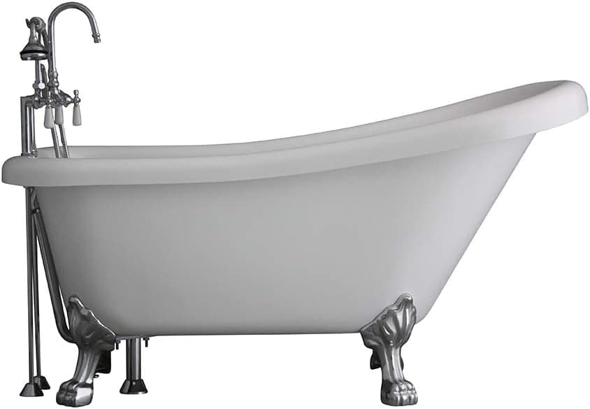 Baths of Distinction 73" Single Slipper CoreAcryl Acrylic Clawfoot Bath Tub & Faucet Pack