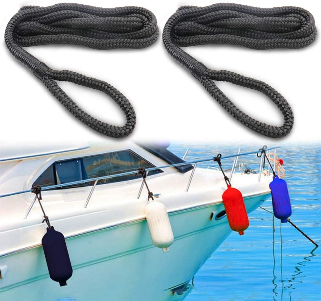 Boaton Boat Fender Lines, Boat Bumper Lines, Fender Hangers, Pontoon Boat Accessories for Yacht, Pontoon, Jet Ski, Waverunner, Seadoo, 6ft
