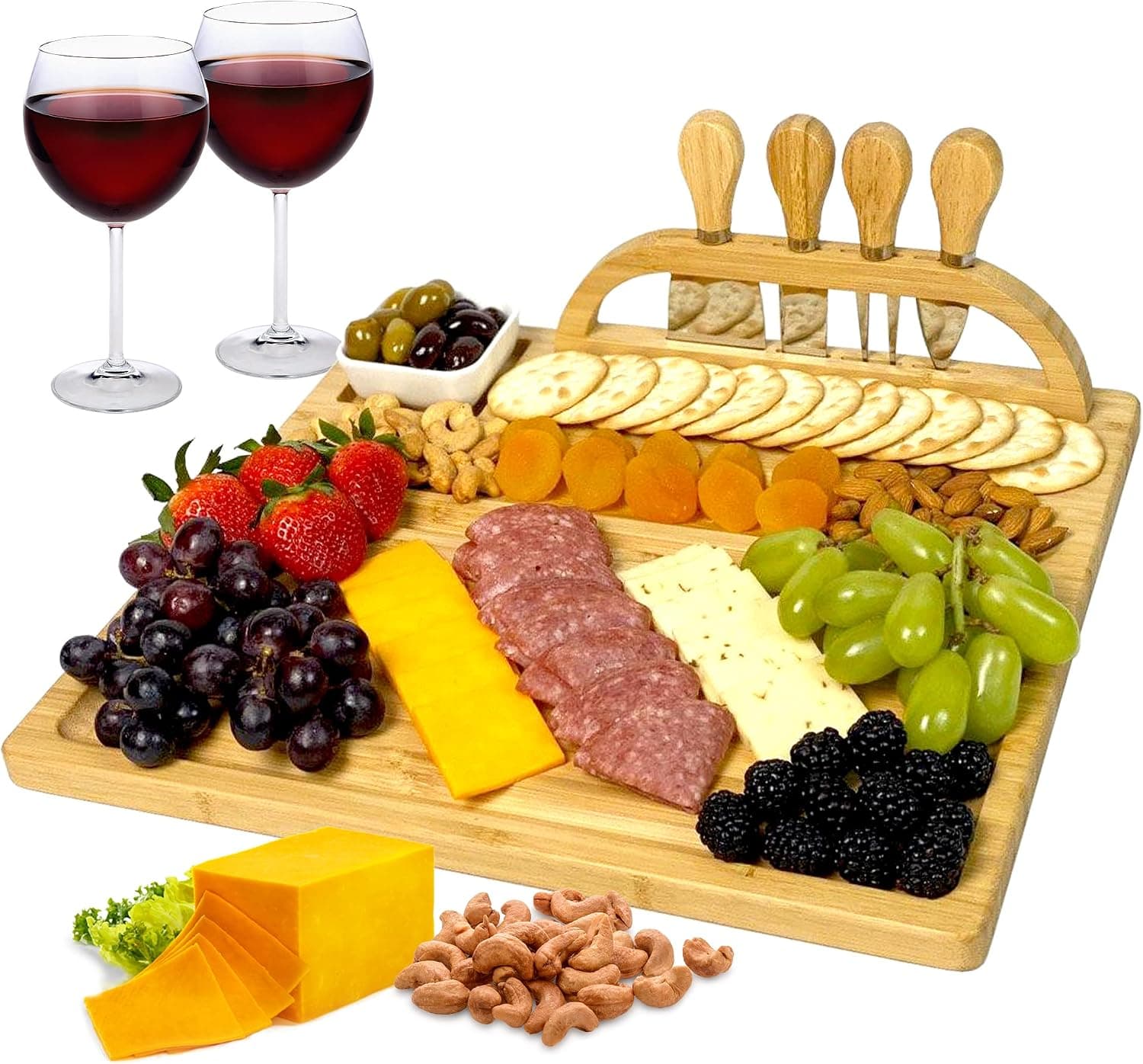 LITSTYLES Charcuterie Boards, Bamboo Cheese Board & Knife Set, Premium Cutting Boards set, Gifts for ‎women, Christmas Gifts, Gifts for Mom Home Kitchen Men Wedding Housewarming Party Anniversary