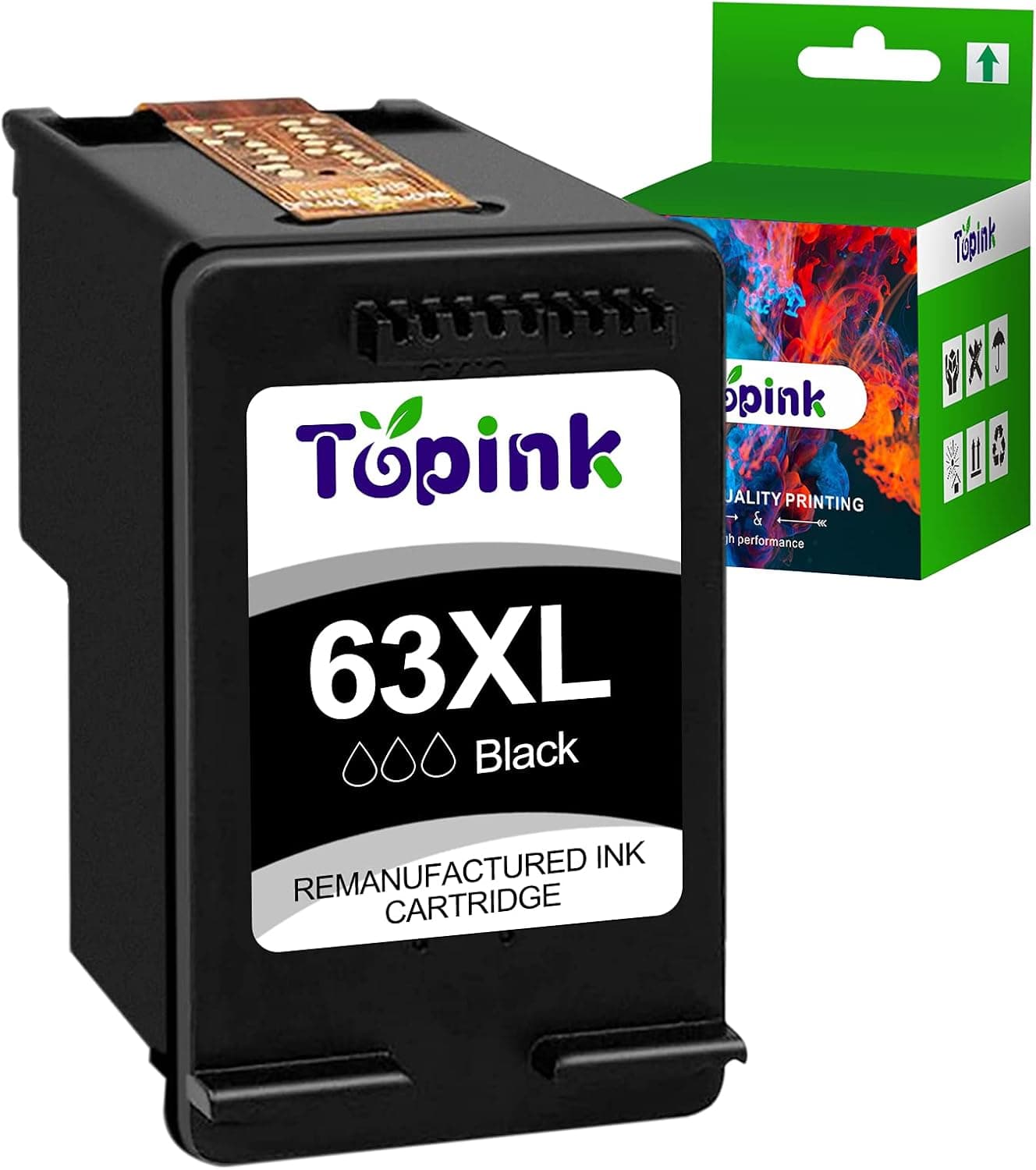 63 XL 63XL Ink Cartridges Remanufactured for HP 63XL Black Ink Cartridge for HP Printers Envy 4520 4512 4513 4516 Officejet 3830 4650 4652 4655 Envy 4520 4512 Deskjet 1112 3630 3632