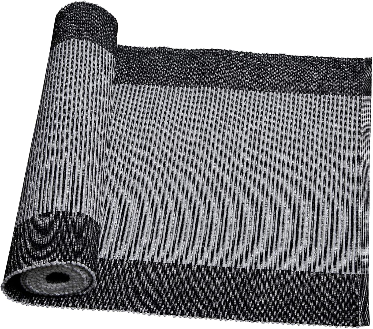 Country Maison Belle Ribbed Runner| 100% Cotton Ribbed Table Runner for | Dinner | Everyday Use | 14” X 72” | Black