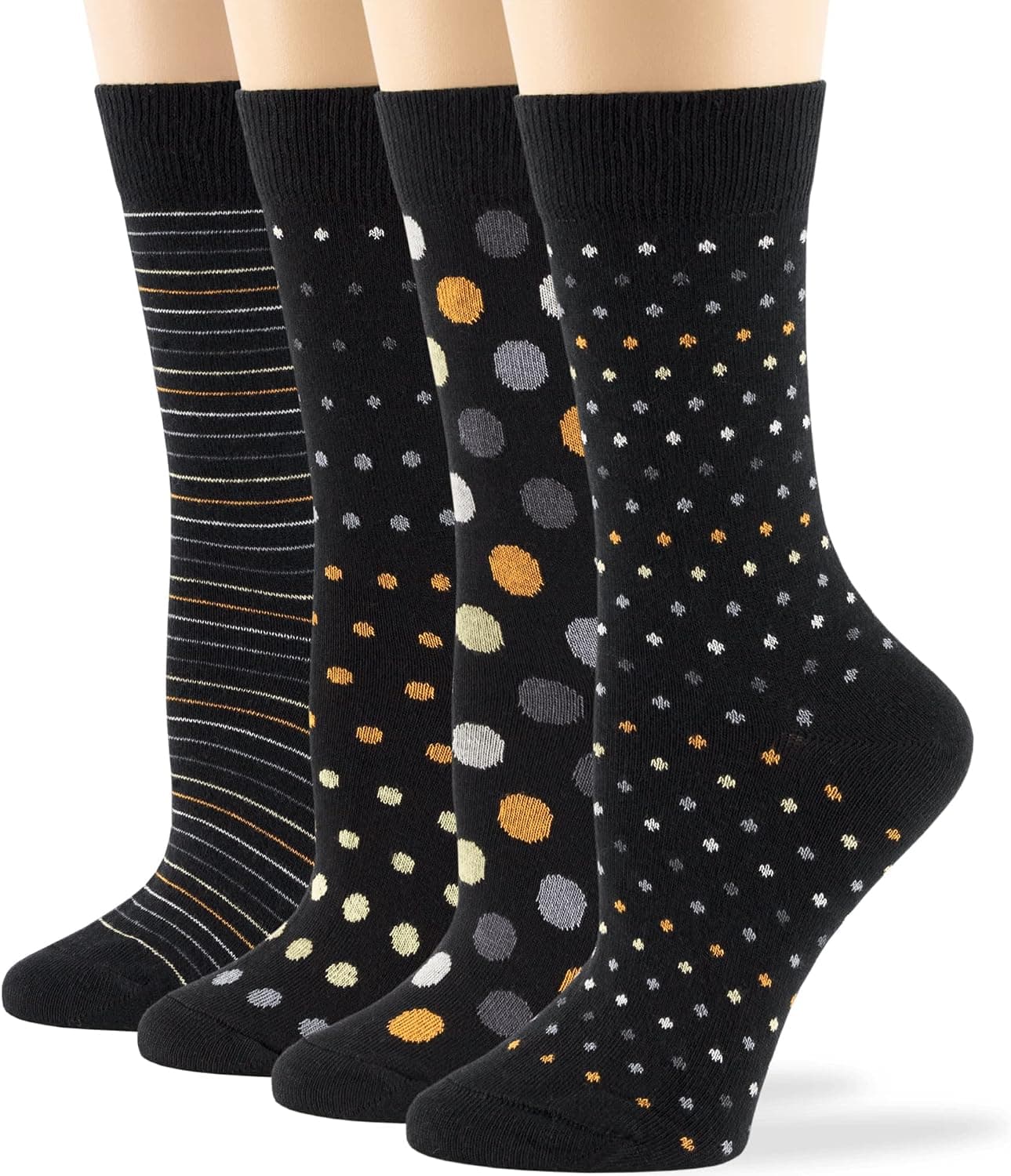 7BigStars Womens Cotton Crew Socks-4 Pack L/M-Puppy-Bird-Dog-Coffee-Fox-Space-Desert