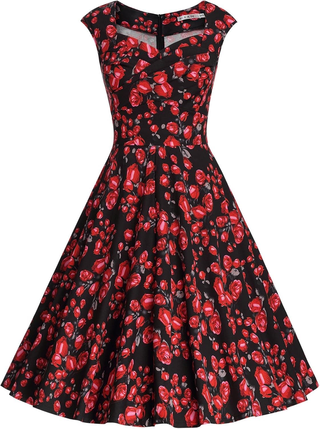 MUXXN Women's Vintage Print Cap Sleeve Formal Cocktail Dress