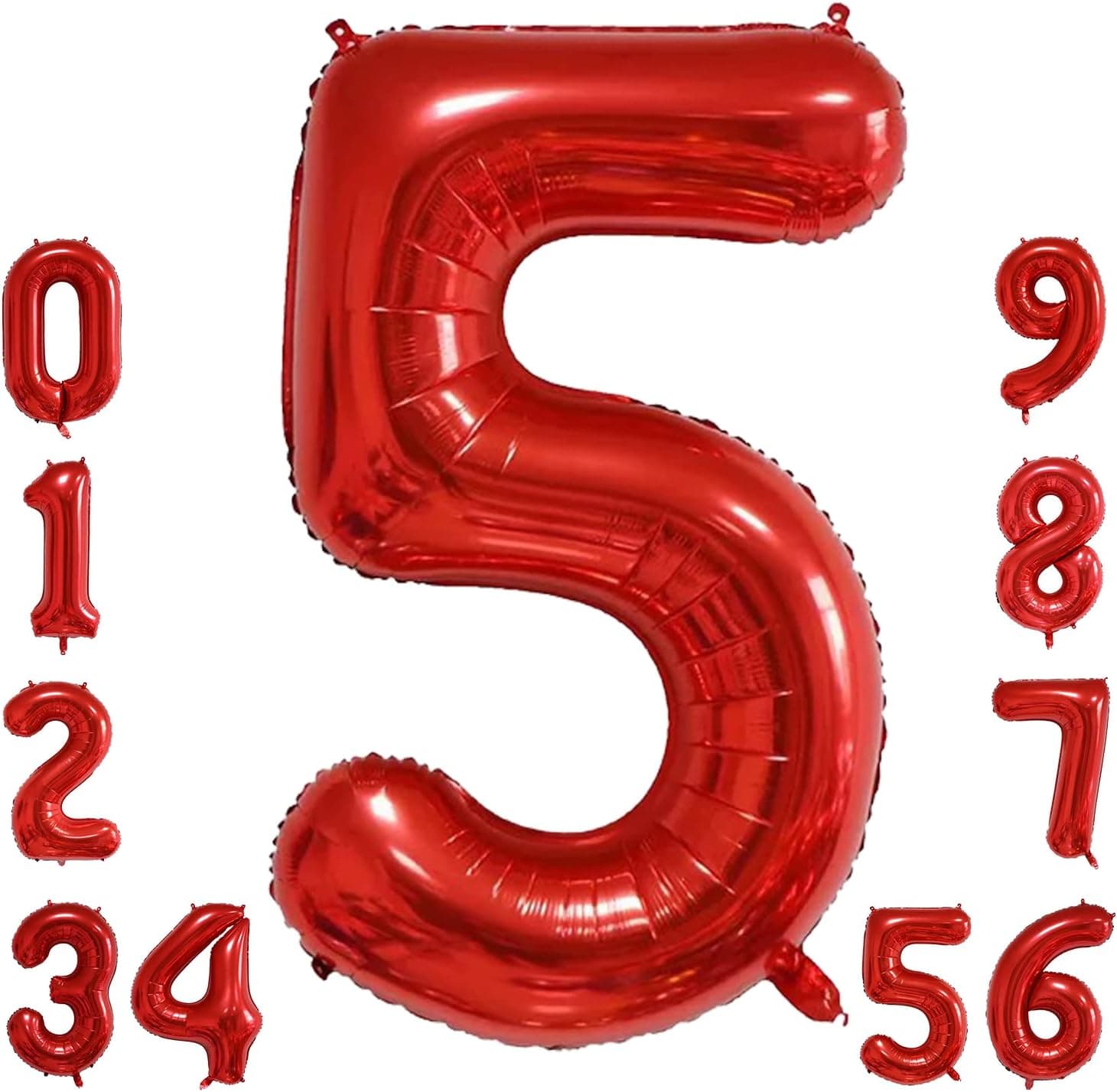 COLOURBOW Number Balloon Red Balloons Number 5 Balloons Number Balloons 40 inch Birthday Balloons Jumbo Number Foil Helium Balloons for Birthday Party Anniversary Decorations ( Red 5)