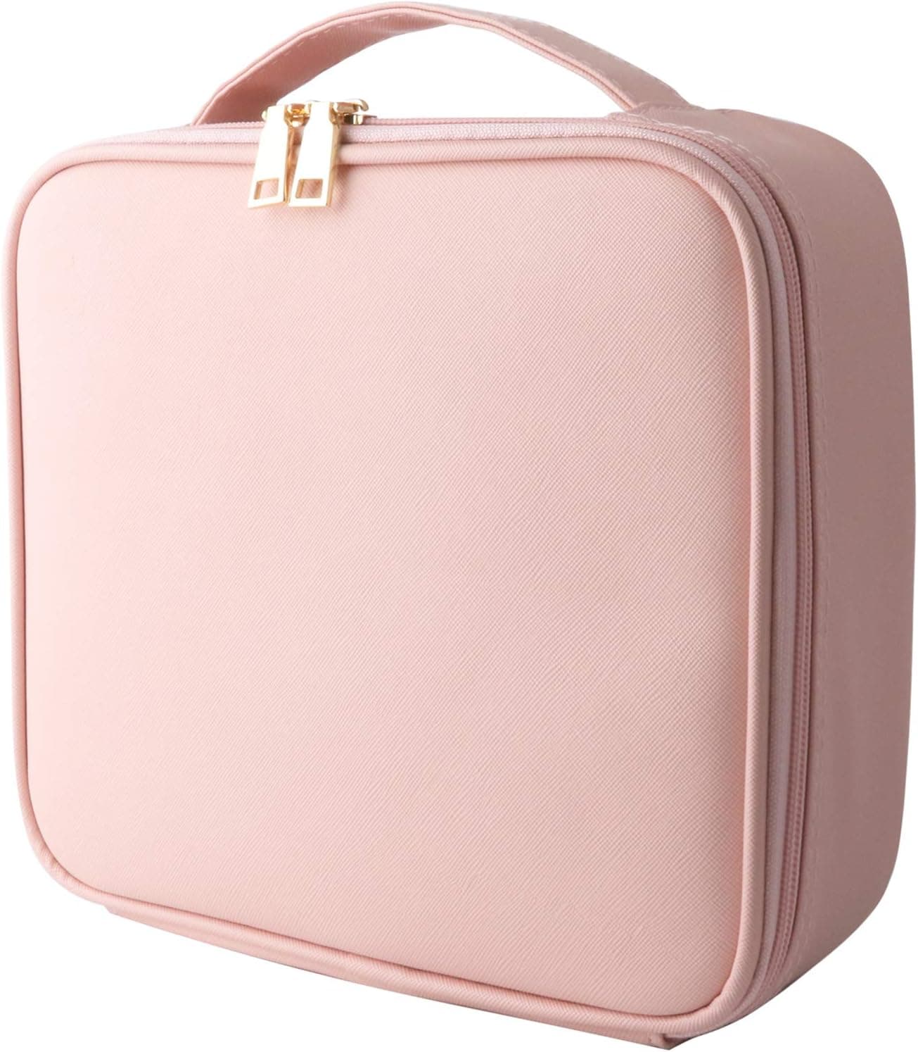 Pink Makeup Travel Case with Adjustable Dividers Large Makeup Organizer Train Case for Women Portable Cosmetic Storage Bag ，Tools Case