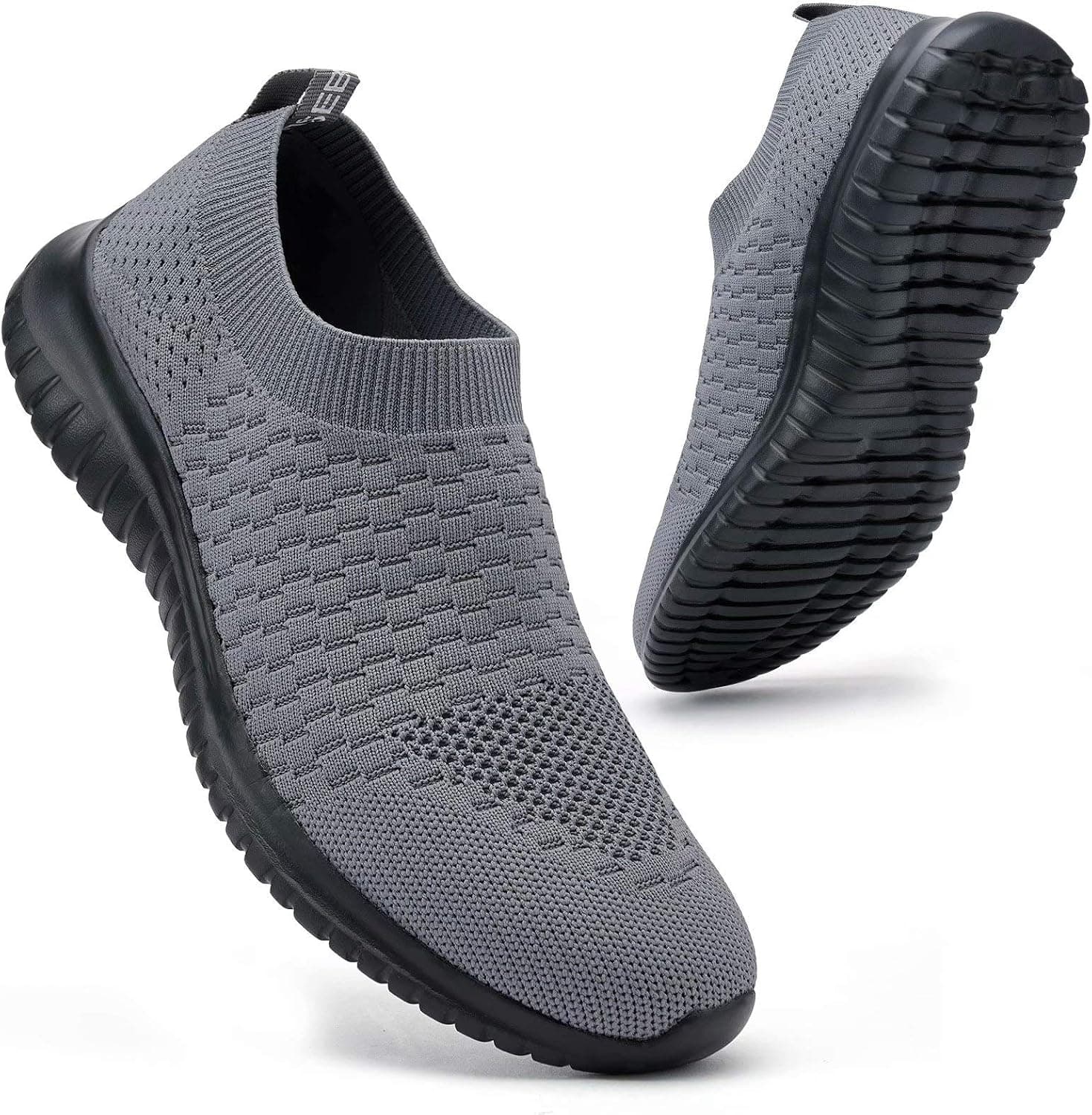 konhill Men's Athletic Walking Shoes - Lightweight Casual Knit Slip on Sneakers
