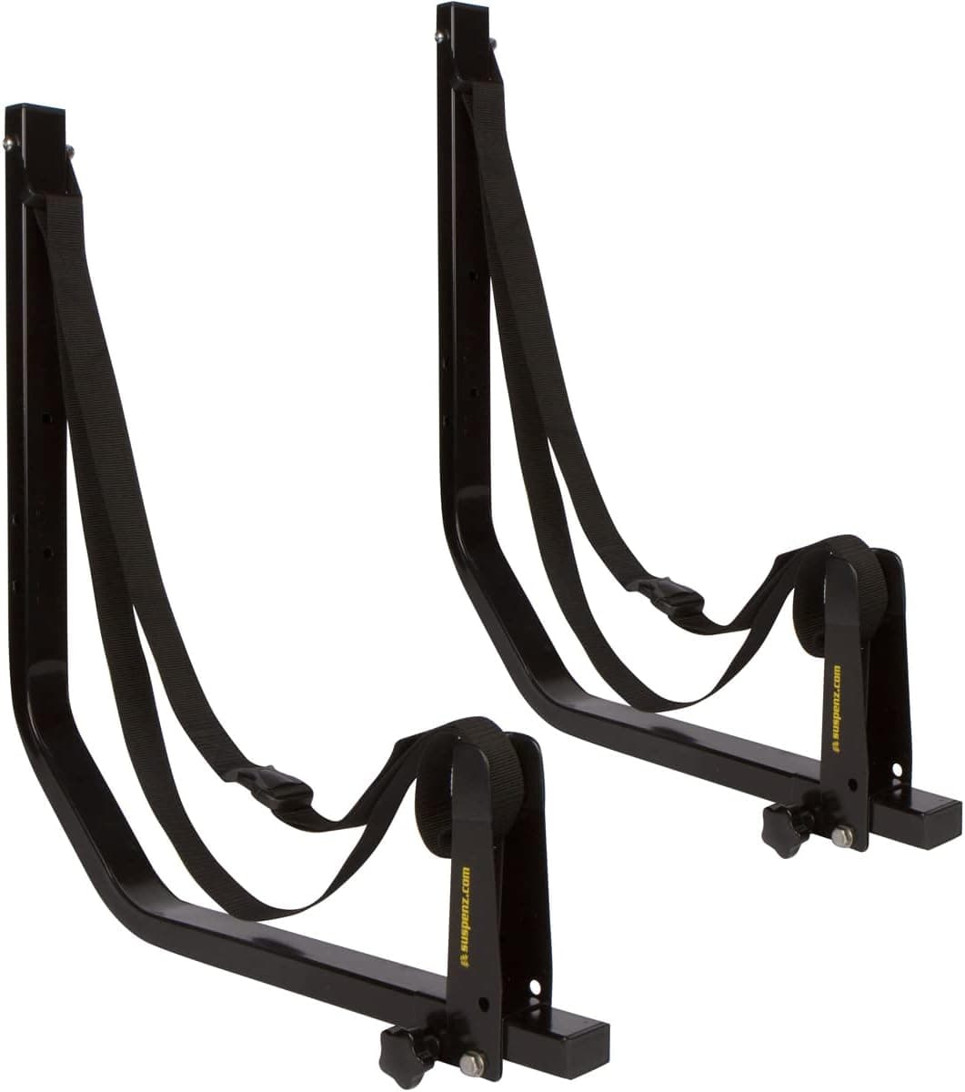 Suspenz Kayak Canoe Storage Rack Hanger, Marine Grade Deluxe Storage Hooks for Kayaks, Canoes SUPs, Black, 12-0113