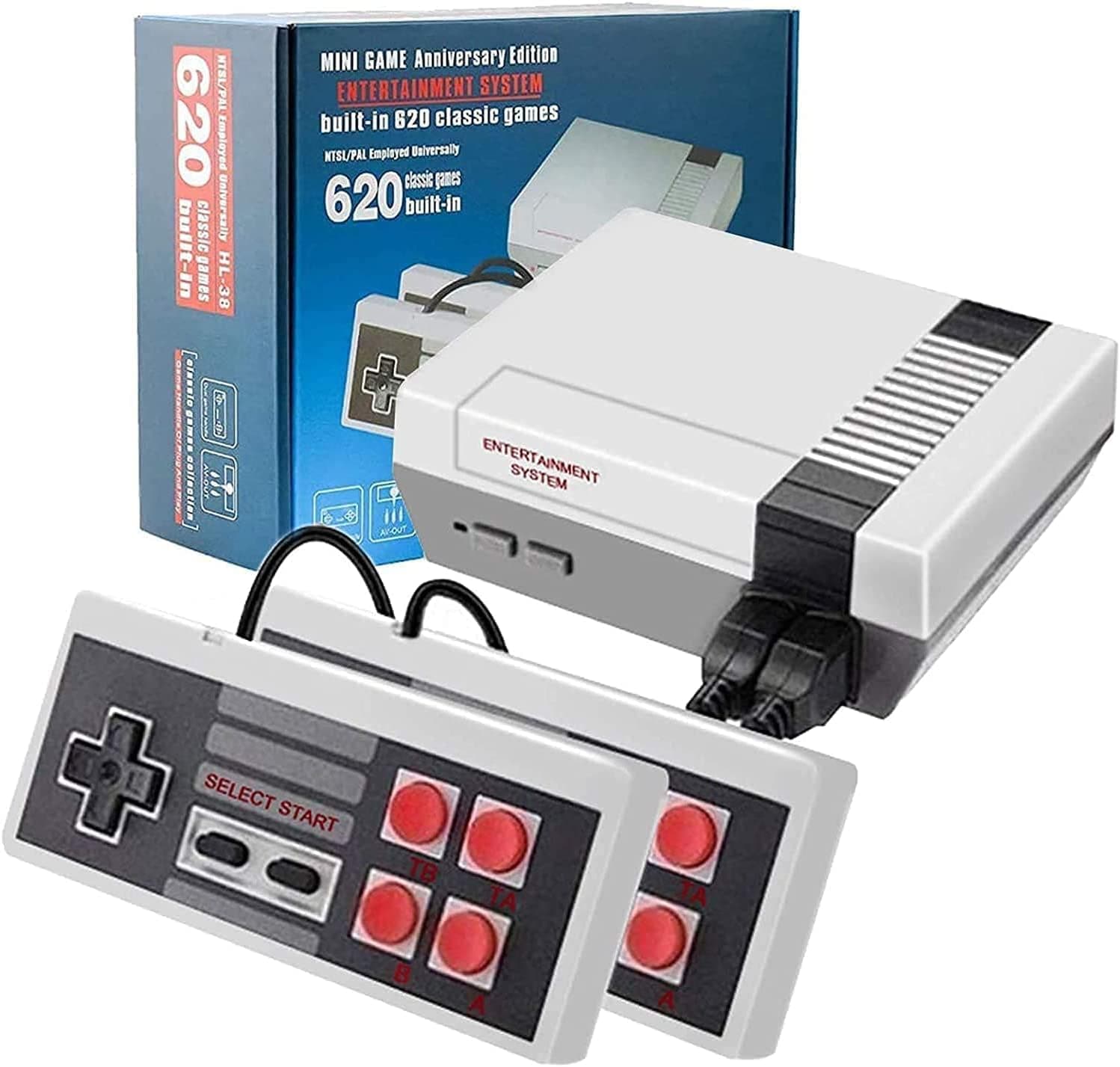 Classic Handheld Game Console, Built-in 620 Classic Games and 2X 4 Classic Button Controller Av Output Video Games, is an Choice for Children and Adults