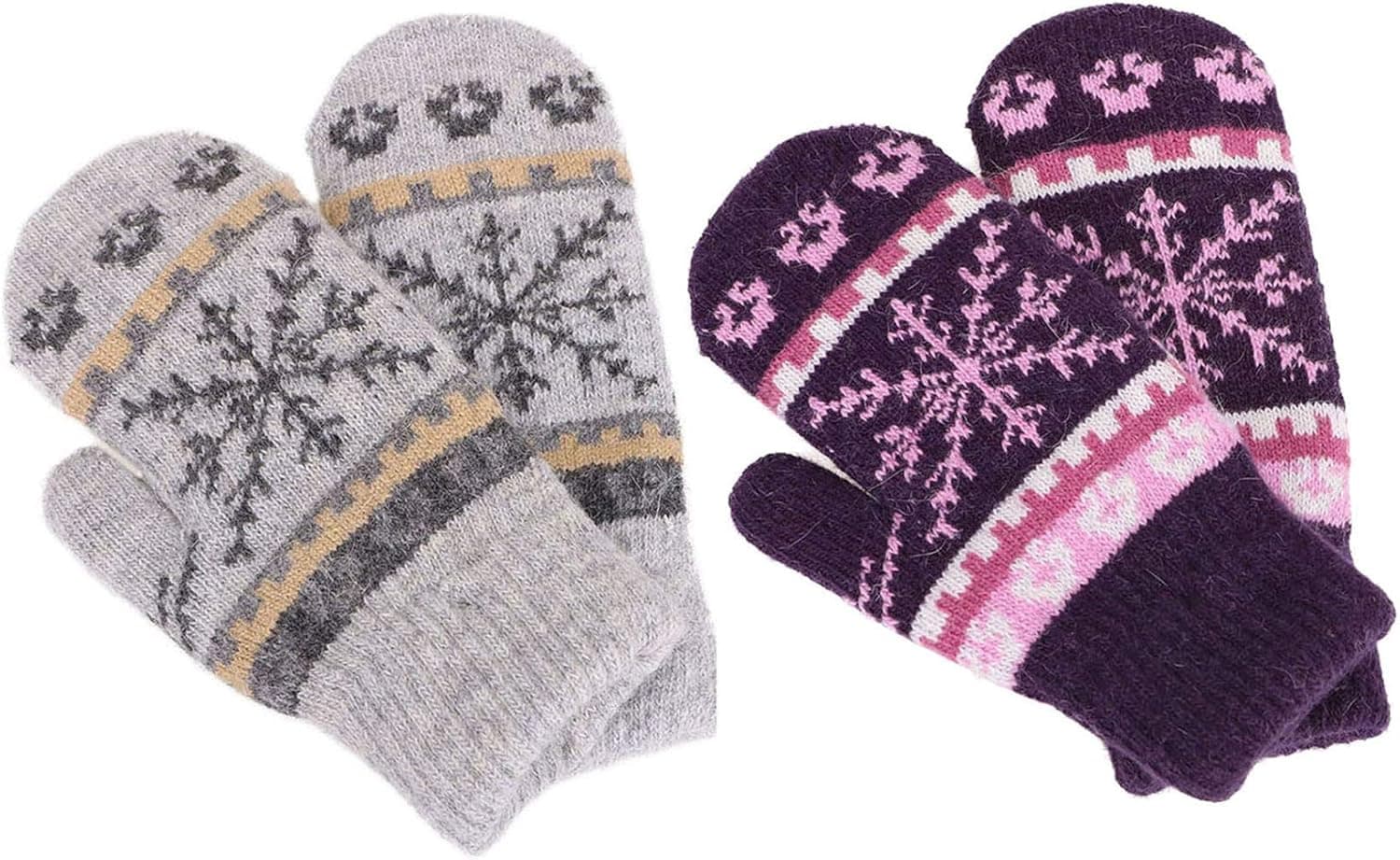 Verabella Womens Mittens Cold WeatherFair Isle Knit Sherpa Lined Winter Mittens