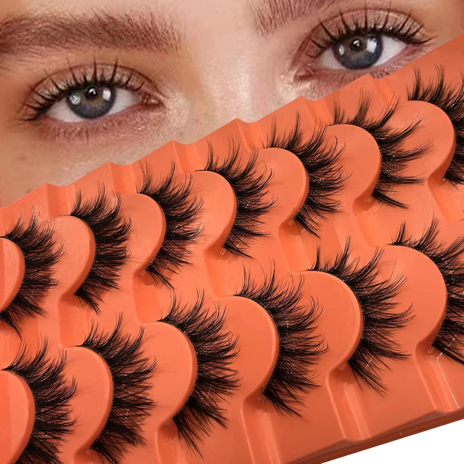 Manga Lashes Clear Band False Eyelashes 7 Pairs Anime Lashes Natural Look Like Individual Clusters Wispy Faux Mink Lashes Pack Spiky 3D Fluffy Korean Makeup Fake Eyelashes, by Kmilro