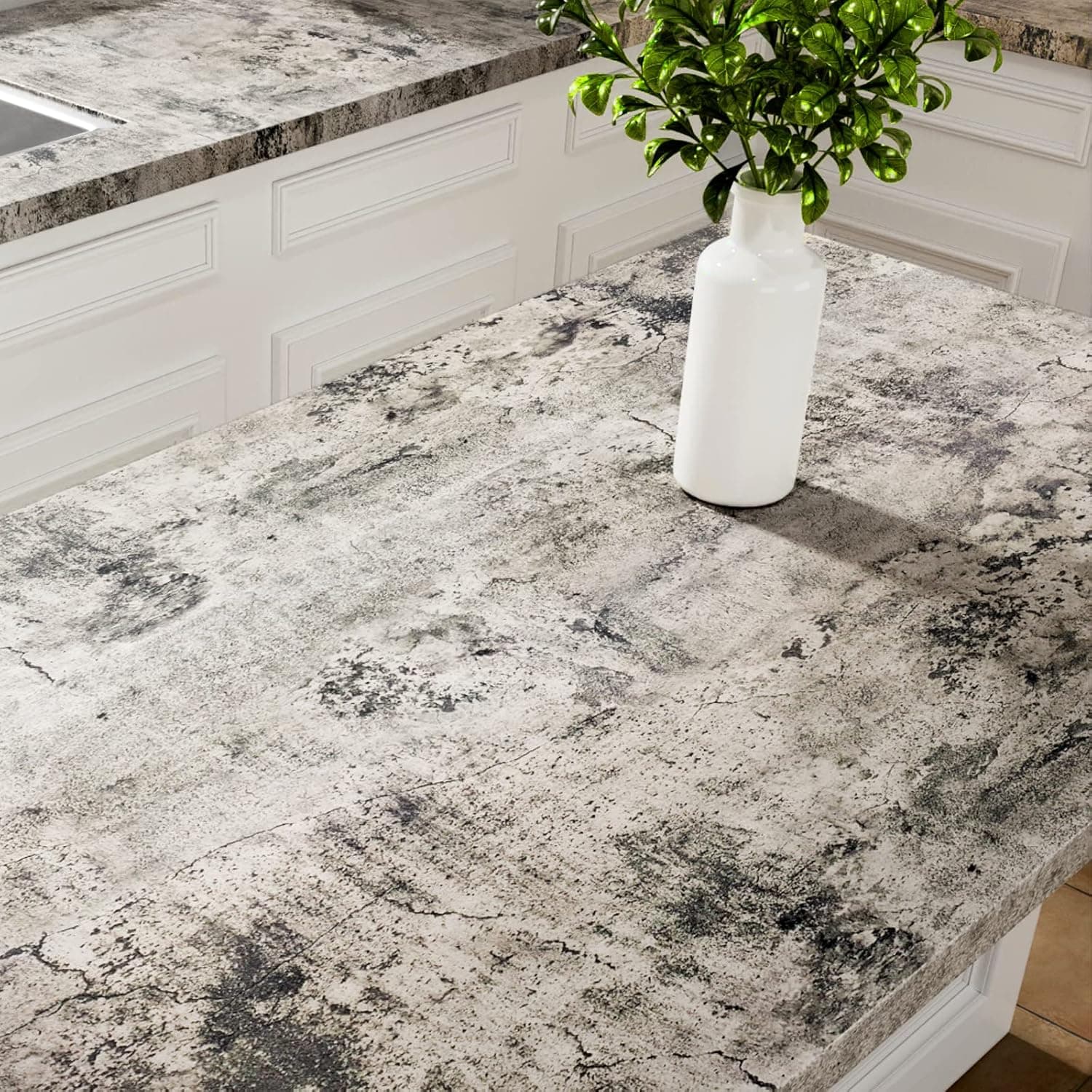 Stickyart 24"x160" Rustic Concrete Contact Paper for Countertops Waterproof Peel and Stick Concrete Wallpaper Textured Cement Look Contact Paper for Cabinets Removable Industrial Wallpaper Beige Grey