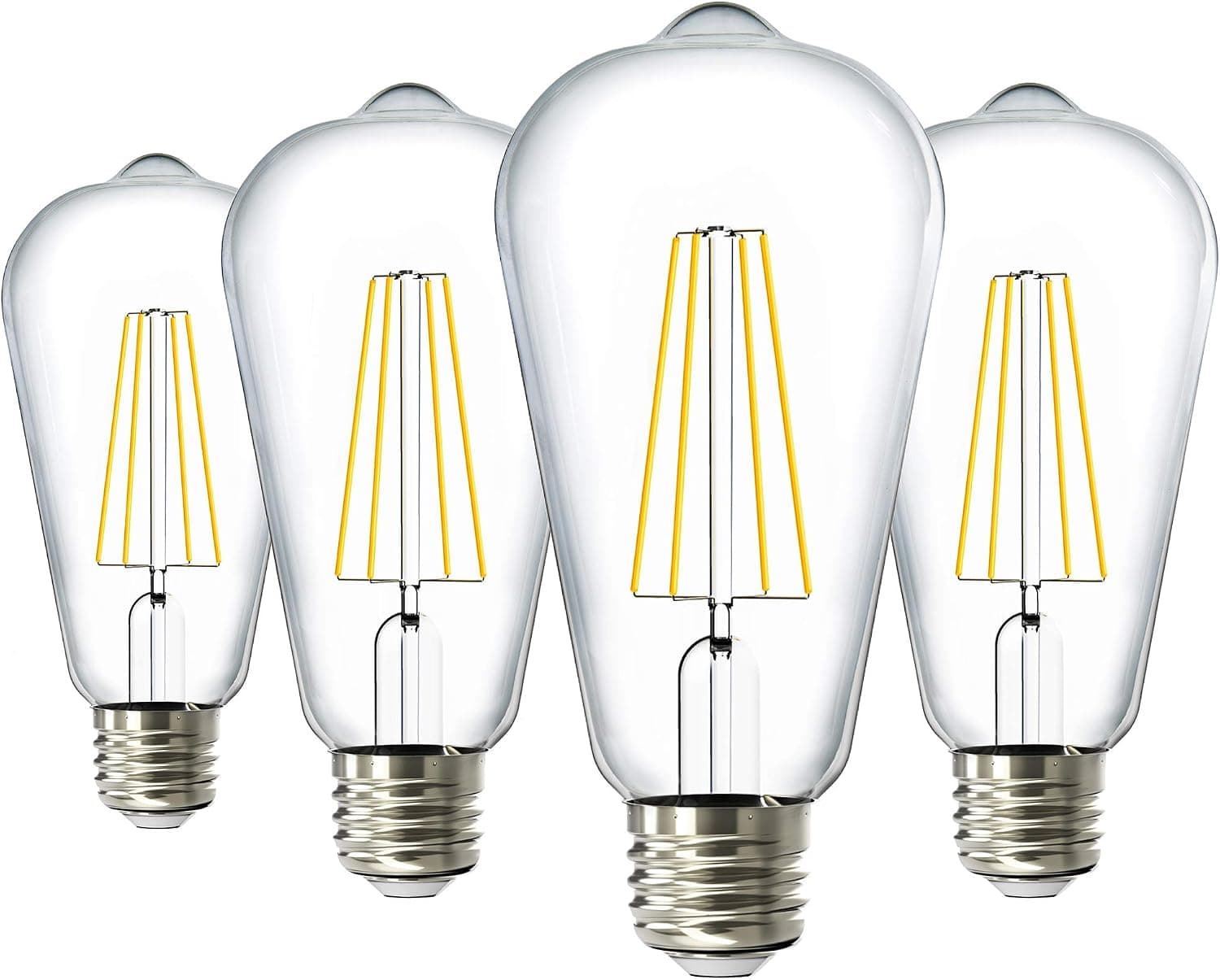 Sunco Dusk to Dawn Light Bulbs LED Edison 5000K Daylight, 7W Equivalent 60W, Vintage Styled ST64 Extra Bright Automatic Bulb, 800 LM, E26 Base, Light Sensing Outdoor UL, Energy Star 4 Pack