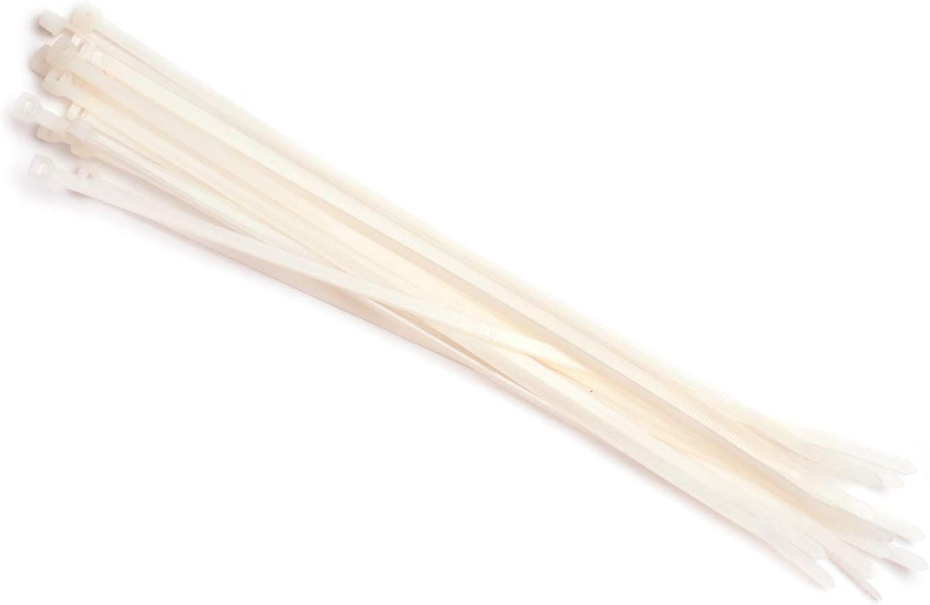 TPC Wire & Cable Various Size & Strength Multi-Purpose Cable Ties, Self-Locking, Durable Heavy Duty Zip Ties (8" White 40lb 1000pc)