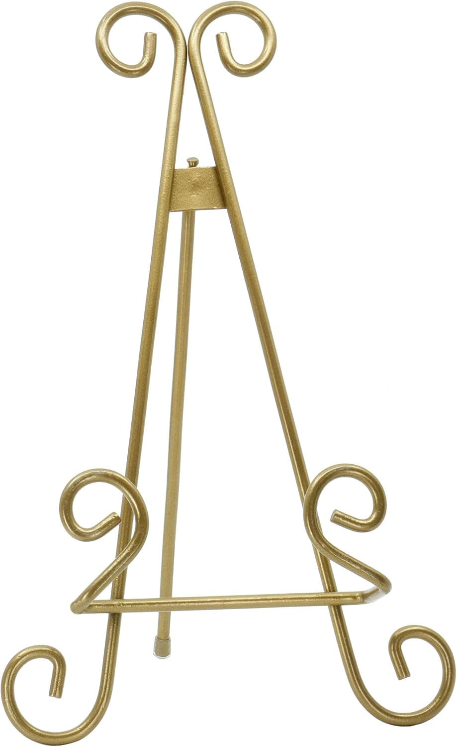 Red Co. Decorative Curved Plate Stand and Art Holder Easel in Old Gold Finish - 13"