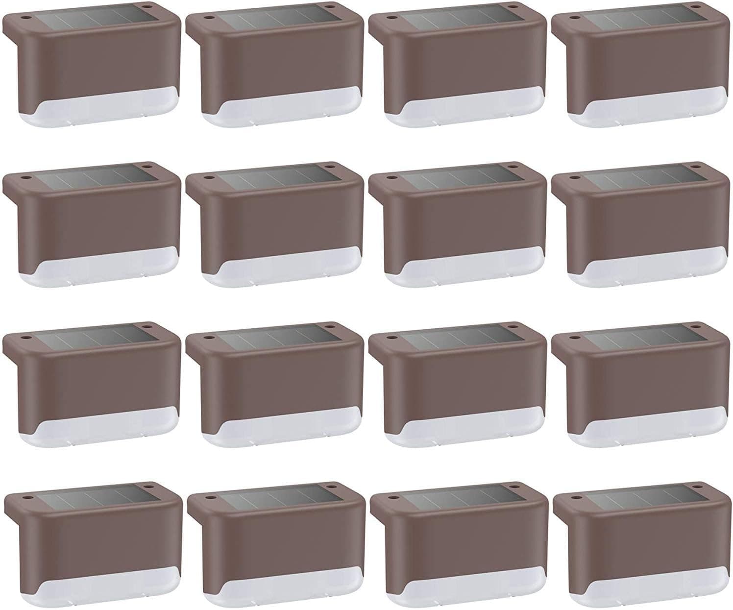 Slopehill Sloar Step Lights, 16PCS Solar Deck Lights, Warm Warning Outdoor Waterproof Led Lamp, Ideal Lighting Decor for Patio, Stairs, Yard, Garden, Pathway, Step and Fences(Soft White) (2pcs)